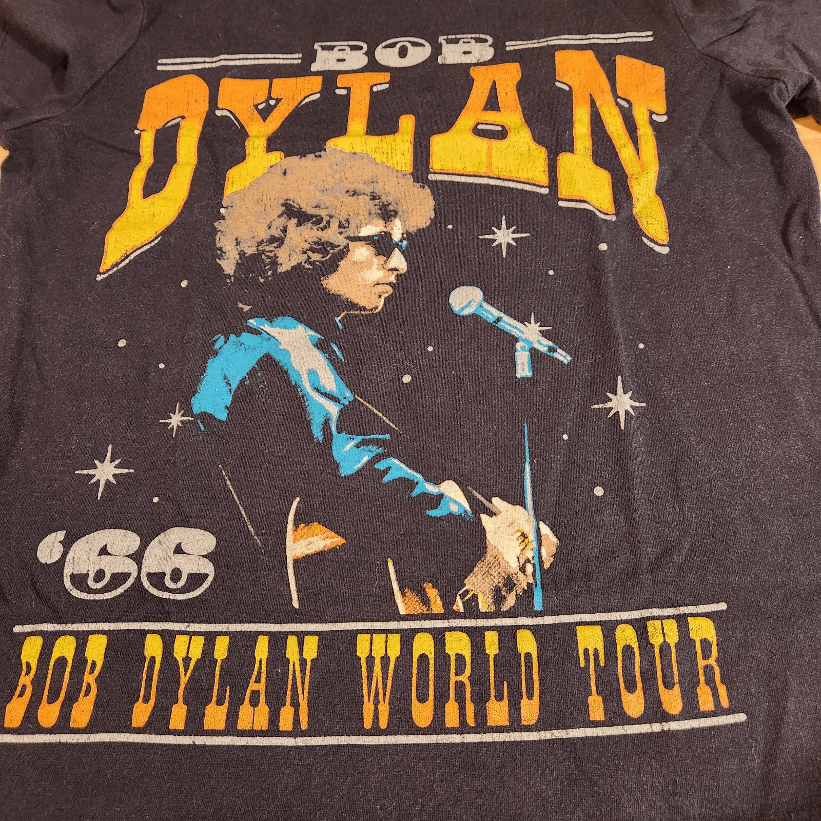 Bob Dylan World Tour 1966 Graphic Tee-Shirt Short Sleeve Black Unisex Sz.S - Thumbnail 4