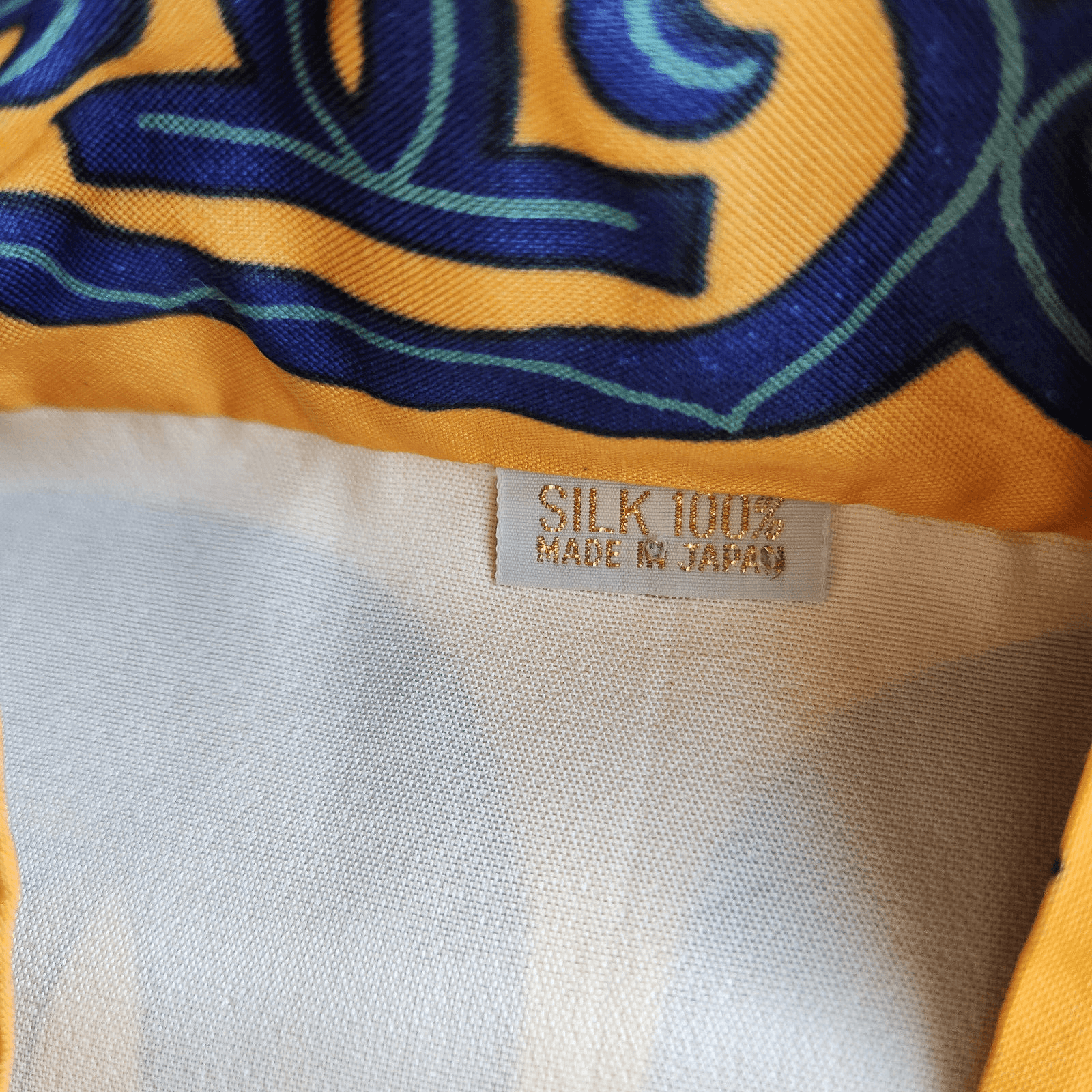 Japanese 100% Silk 2 Piece Kimono Robe + Pant Belt Yellow One Size Made in Japan - Thumbnail 10