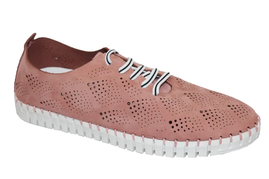 Eric Michael Annie Perforated Leather Lace-Up Comfort Shoe Made in Italy Pink 40 - Thumbnail 3