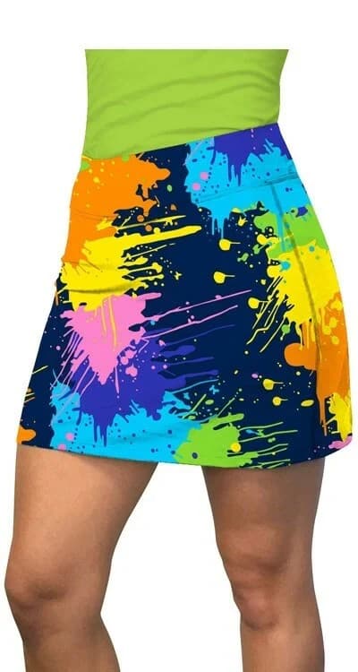 Loudmouth Golf Blasterpiece Mini Skirt Pull-On Multi Paint Splatter Women's L - Thumbnail 4
