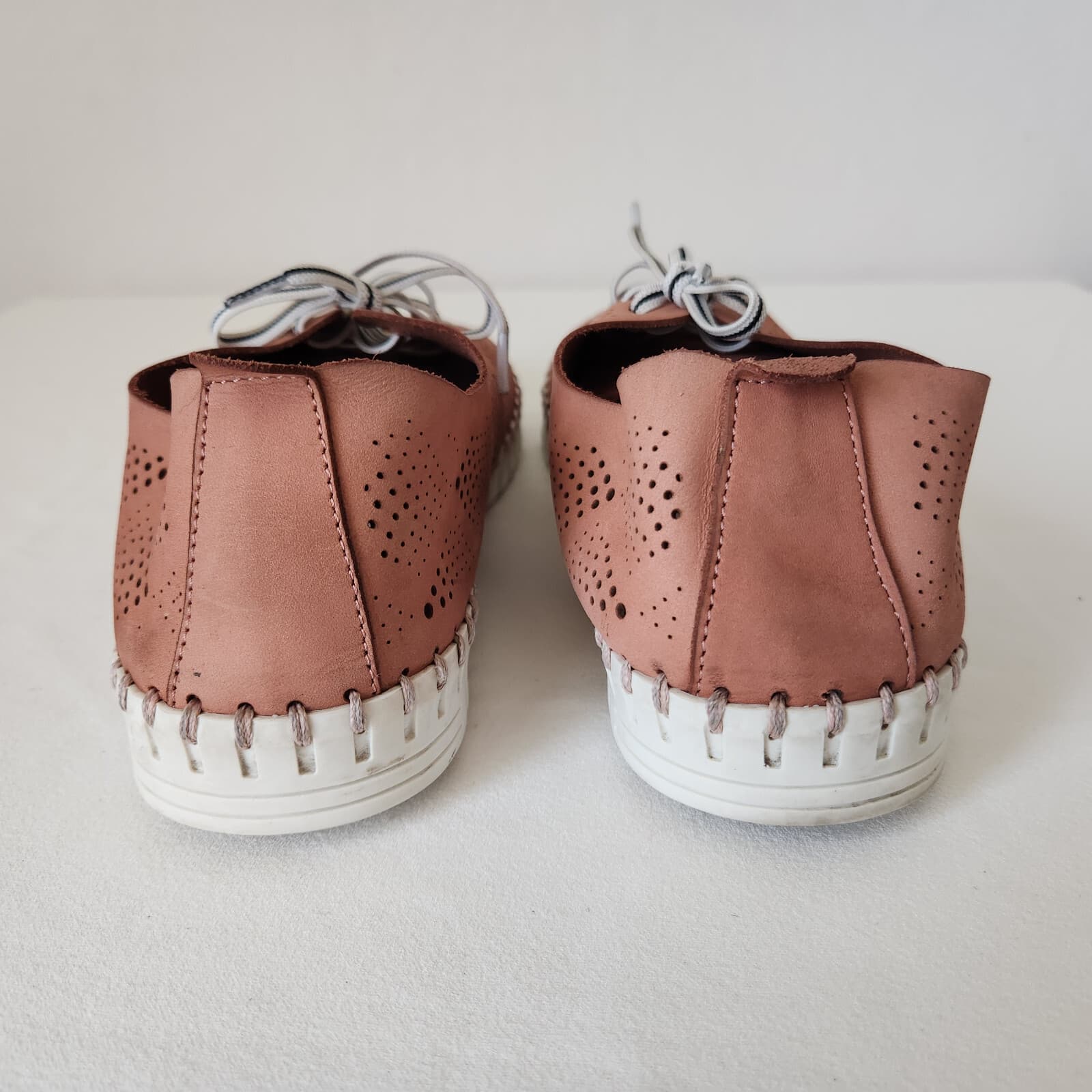 Eric Michael Annie Perforated Leather Lace-Up Comfort Shoe Made in Italy Pink 40 - Thumbnail 8