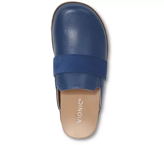 VIONIC Ambrosia Leather Slip-On Comfort Mules Orthotic Footbed Blue Women US7.5 - Thumbnail 4