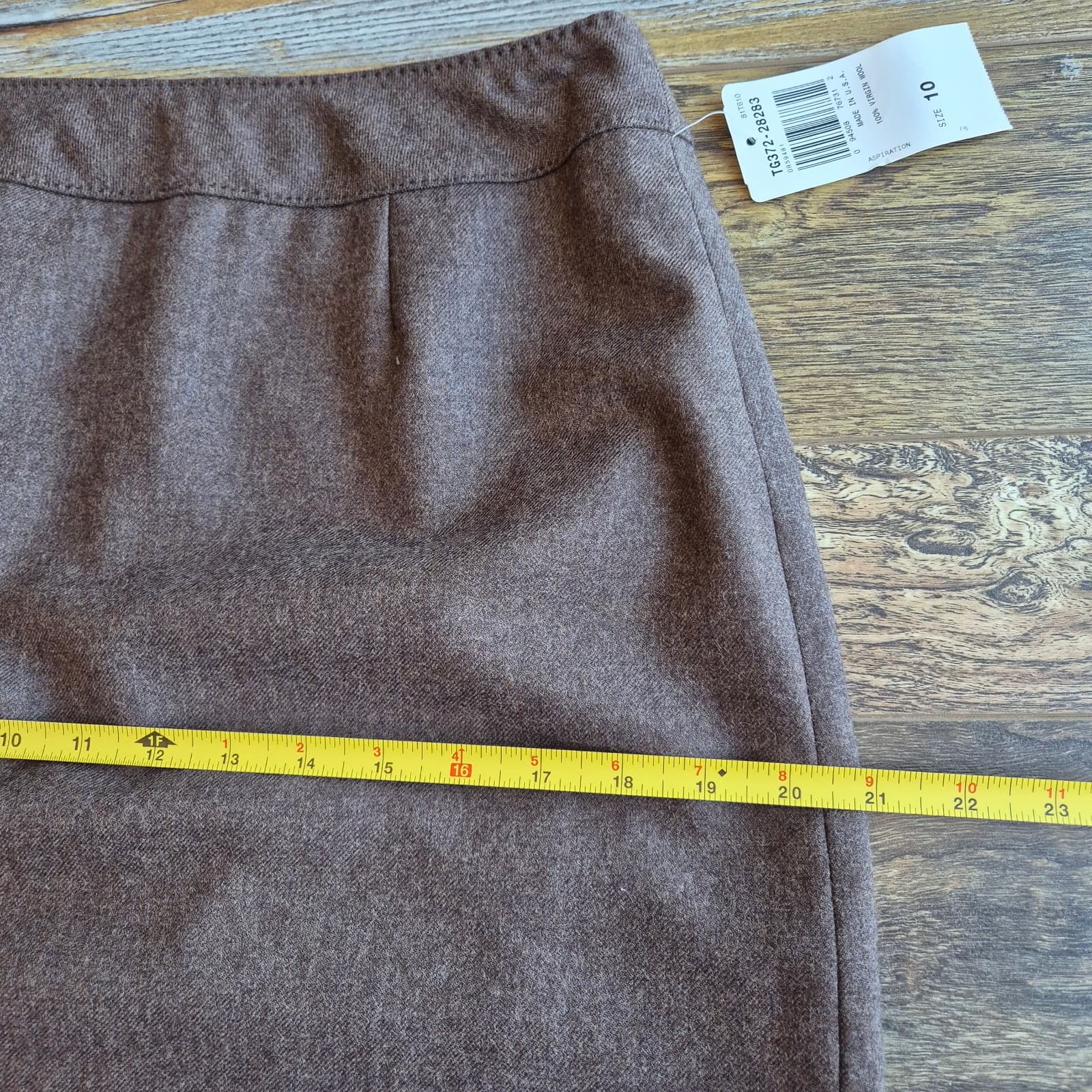 Vintage NWT Pendleton USA Made 100% Virgin Wool Mini Pencil Skirt Brown Sz.10 - Thumbnail 8