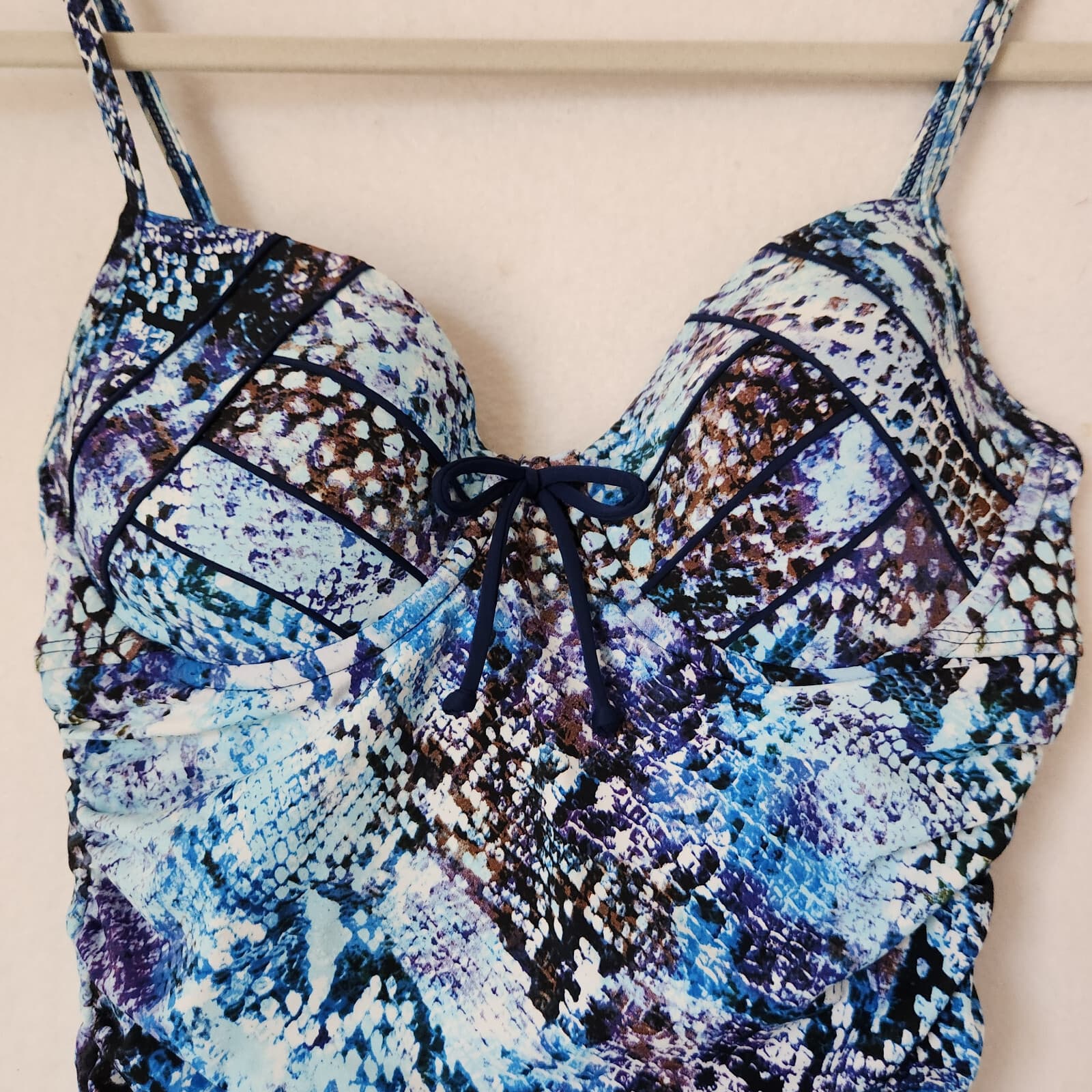 NWoT Spanx $188 Blue Python Nile Bra-llelujah Underwire One Piece Swimsuit 6B/C - Thumbnail 4