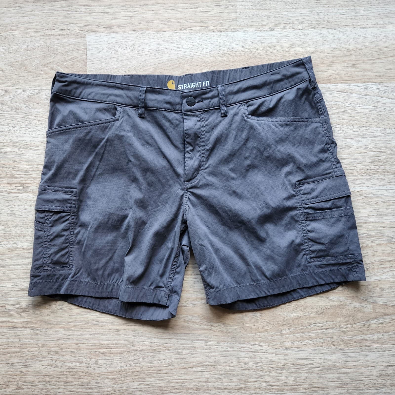 Carhartt Force Madden Cargo Straight Fit Shorts Stretch Zip Grey Women Sz.18 - Thumbnail 4