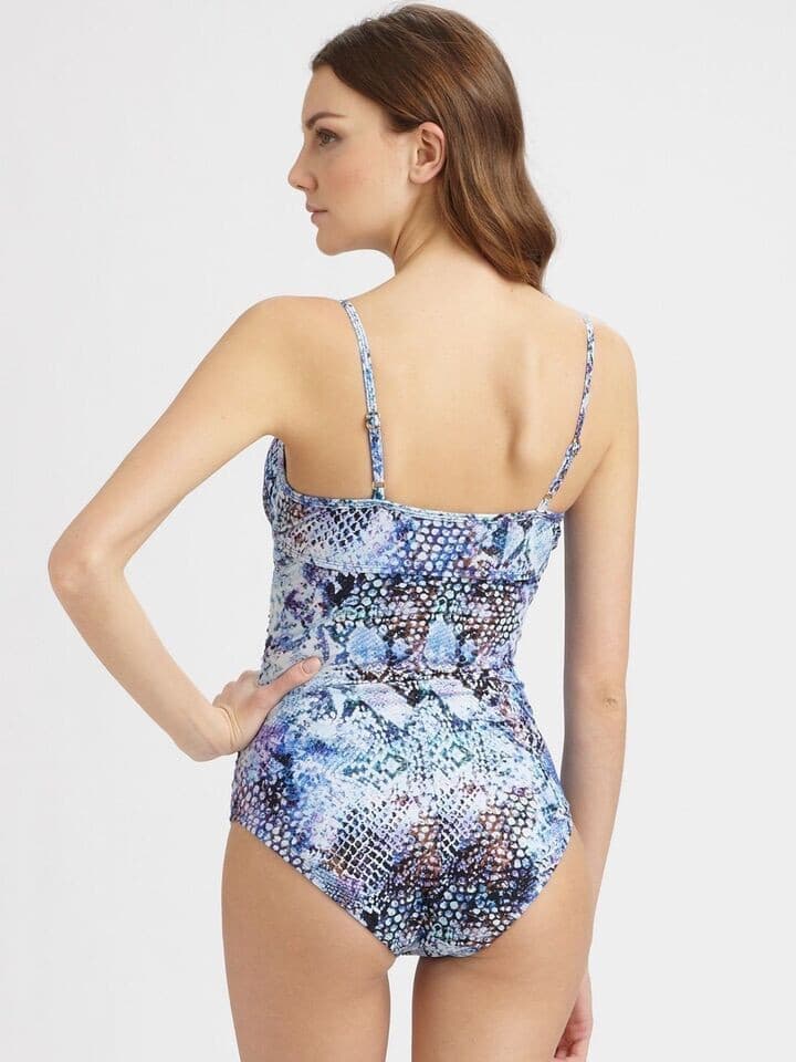 NWoT Spanx $188 Blue Python Nile Bra-llelujah Underwire One Piece Swimsuit 6B/C - Thumbnail 5