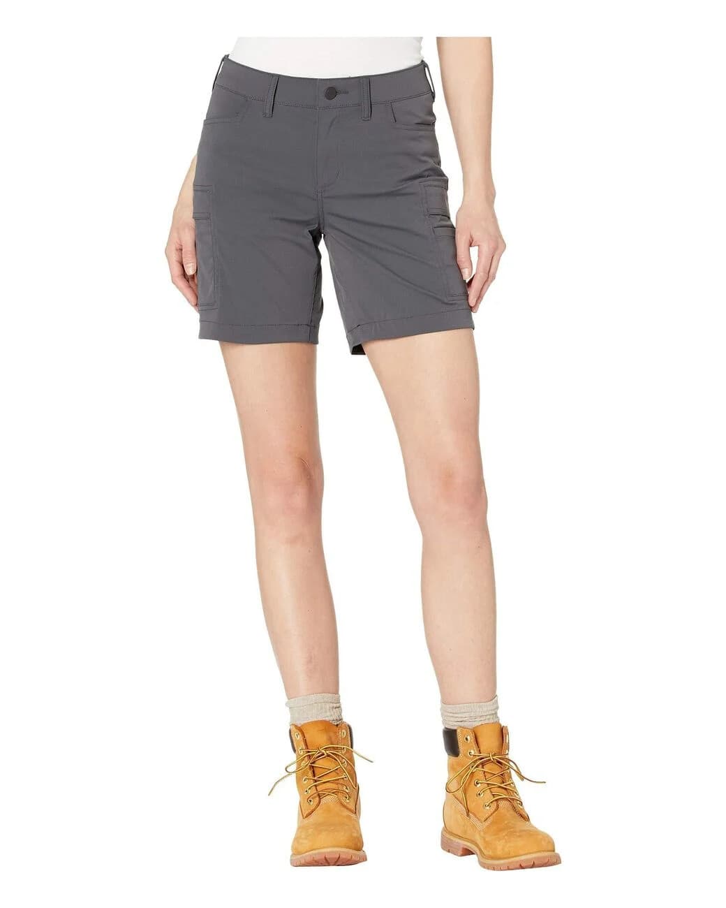 Carhartt Force Madden Cargo Straight Fit Shorts Stretch Zip Grey Women Sz.18 - Thumbnail 2