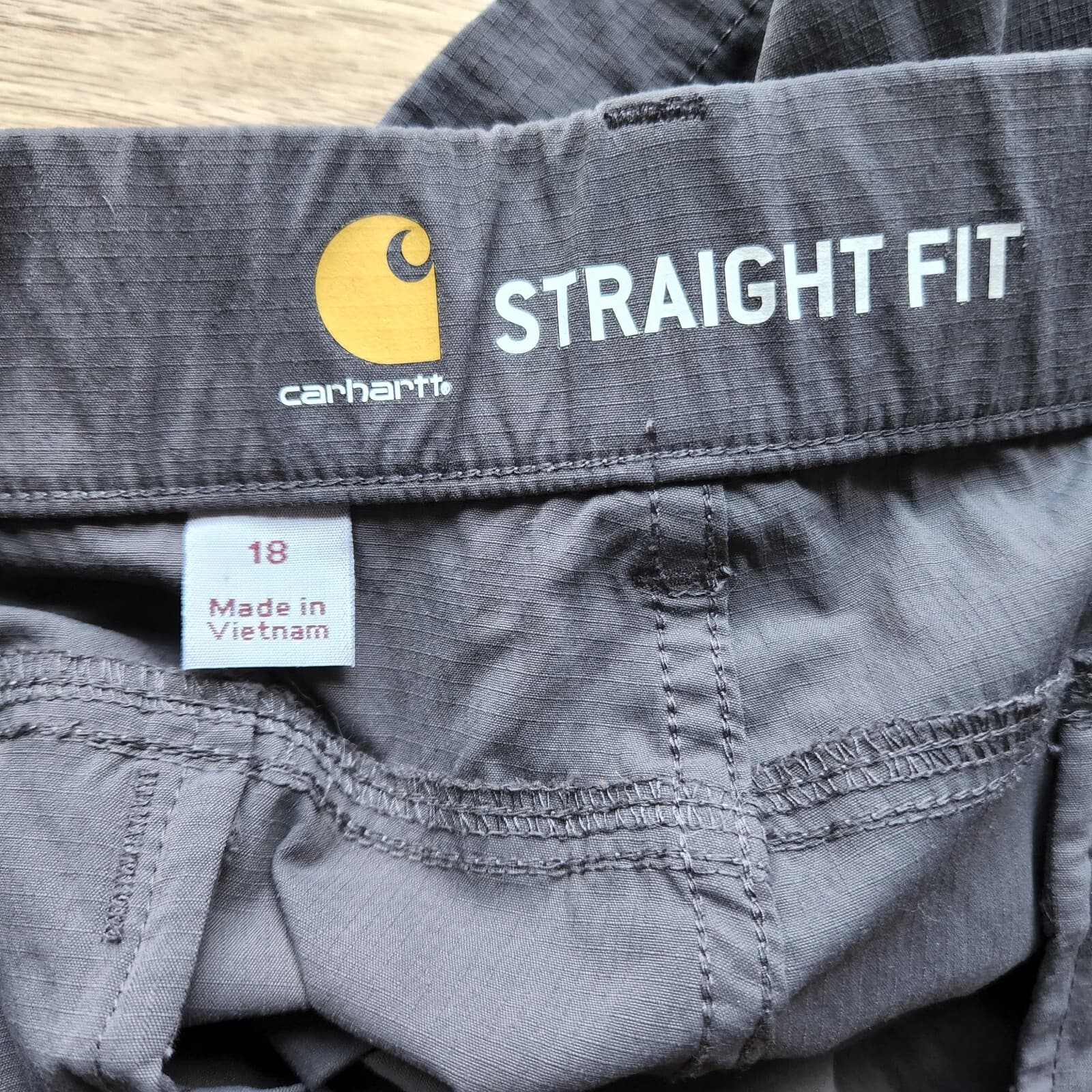 Carhartt Force Madden Cargo Straight Fit Shorts Stretch Zip Grey Women Sz.18 - Thumbnail 7