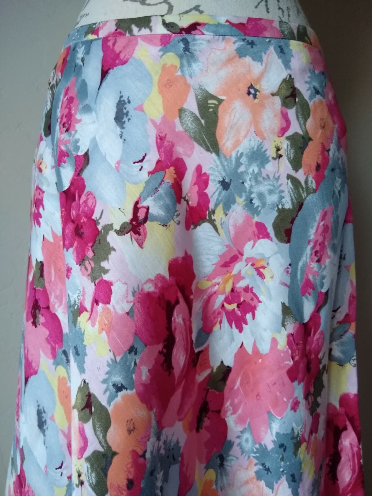 Valerie Stevens Separates Linen Silk Blend Floral Maxi A-Line Skirt Pink Sz.12P - Thumbnail 3