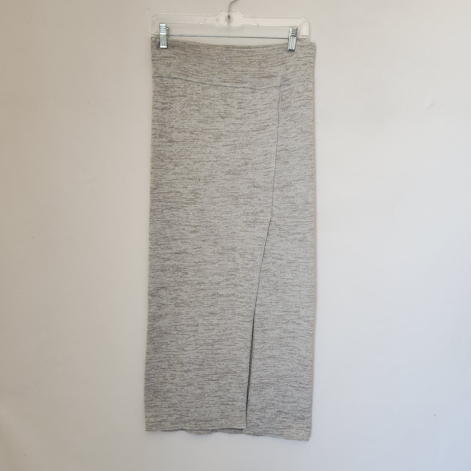 Aritzia Wilfred Free Shields Knit Midi Pencil Skirt Front Slit Pull-On Grey Sz.S - Thumbnail 2