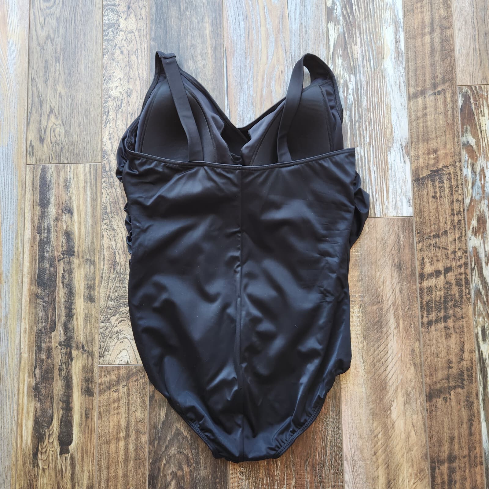 NWoT Lands' End UPF50+ One Piece Swimsuit Wrap Tummy Control Bra-Pad Black 20W - Thumbnail 5