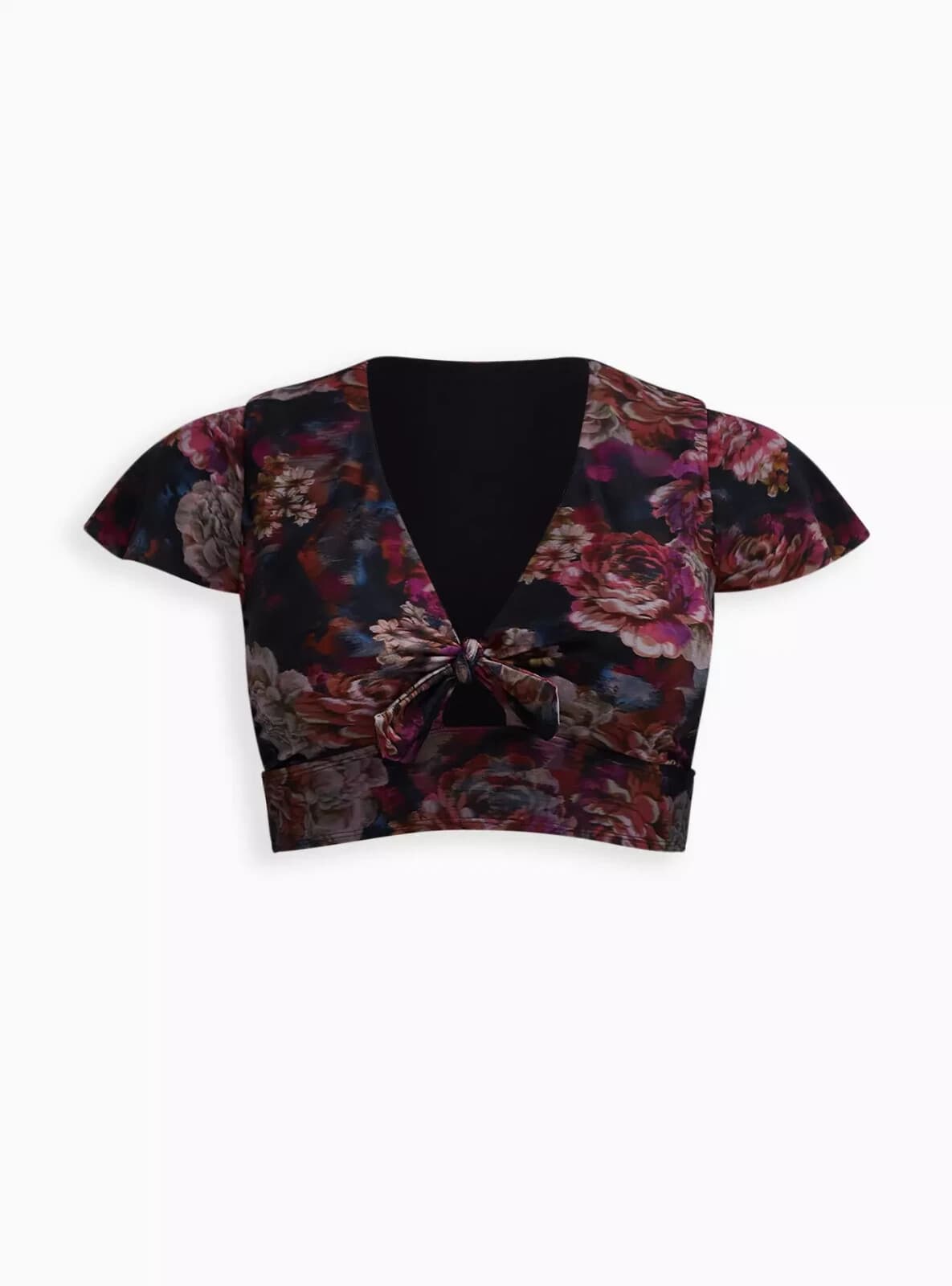 Torrid Wireless Flutter Sleeve Bikini Top UPF40+ Modesty Pad Torn Rose Floral 2X - Thumbnail 3