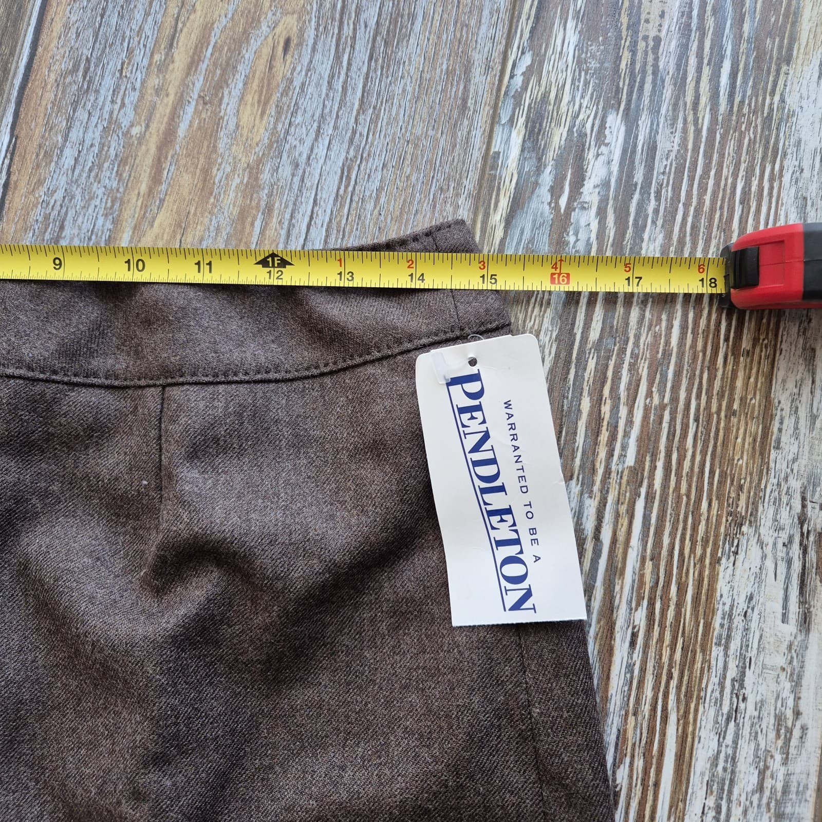 Vintage NWT Pendleton USA Made 100% Virgin Wool Mini Pencil Skirt Brown Sz.10 - Thumbnail 9