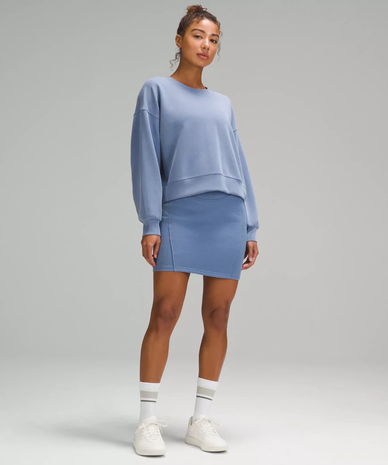 Lululemon Scuba High-Rise Mini Skirt Pull-On Fleece Knit Oasis Blue Women's M - Thumbnail 2