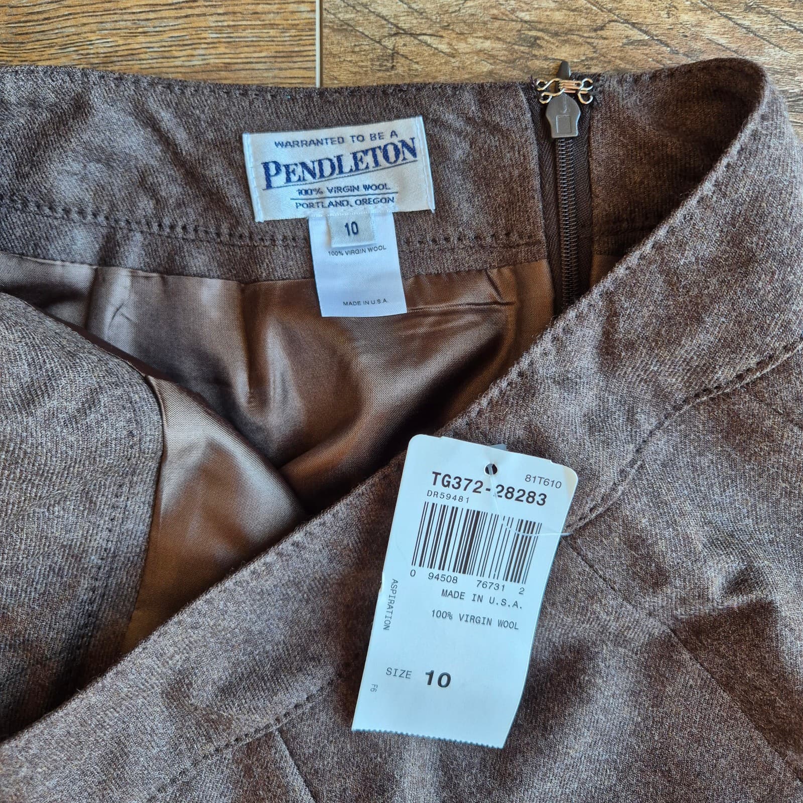 Vintage NWT Pendleton USA Made 100% Virgin Wool Mini Pencil Skirt Brown Sz.10 - Thumbnail 5