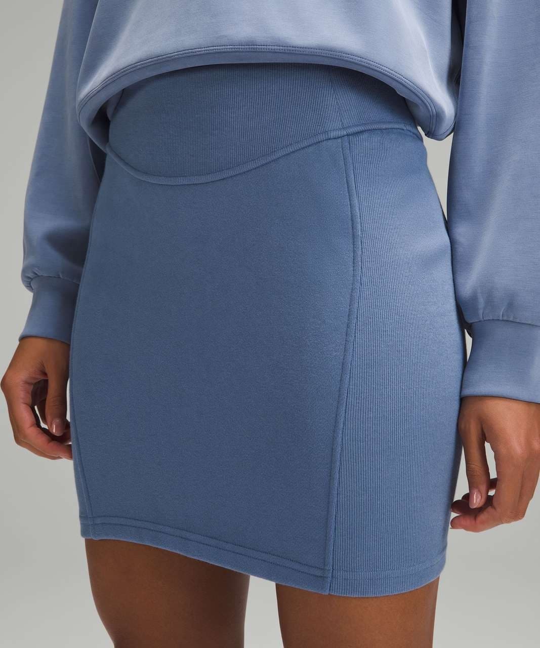 Lululemon Scuba High-Rise Mini Skirt Pull-On Fleece Knit Oasis Blue Women's M - Thumbnail 5