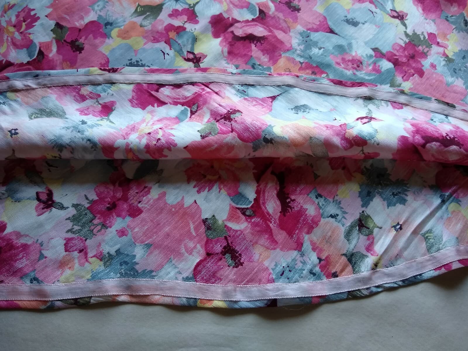 Valerie Stevens Separates Linen Silk Blend Floral Maxi A-Line Skirt Pink Sz.12P - Thumbnail 5