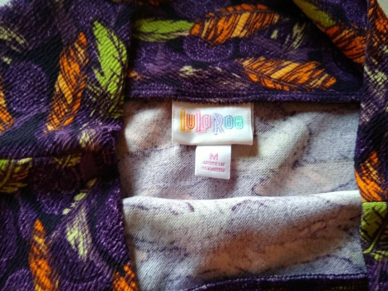 LuLa Roe Cassie NWT Women Pencil Skirt Leaf Printed Purple Sz.M - Thumbnail 3