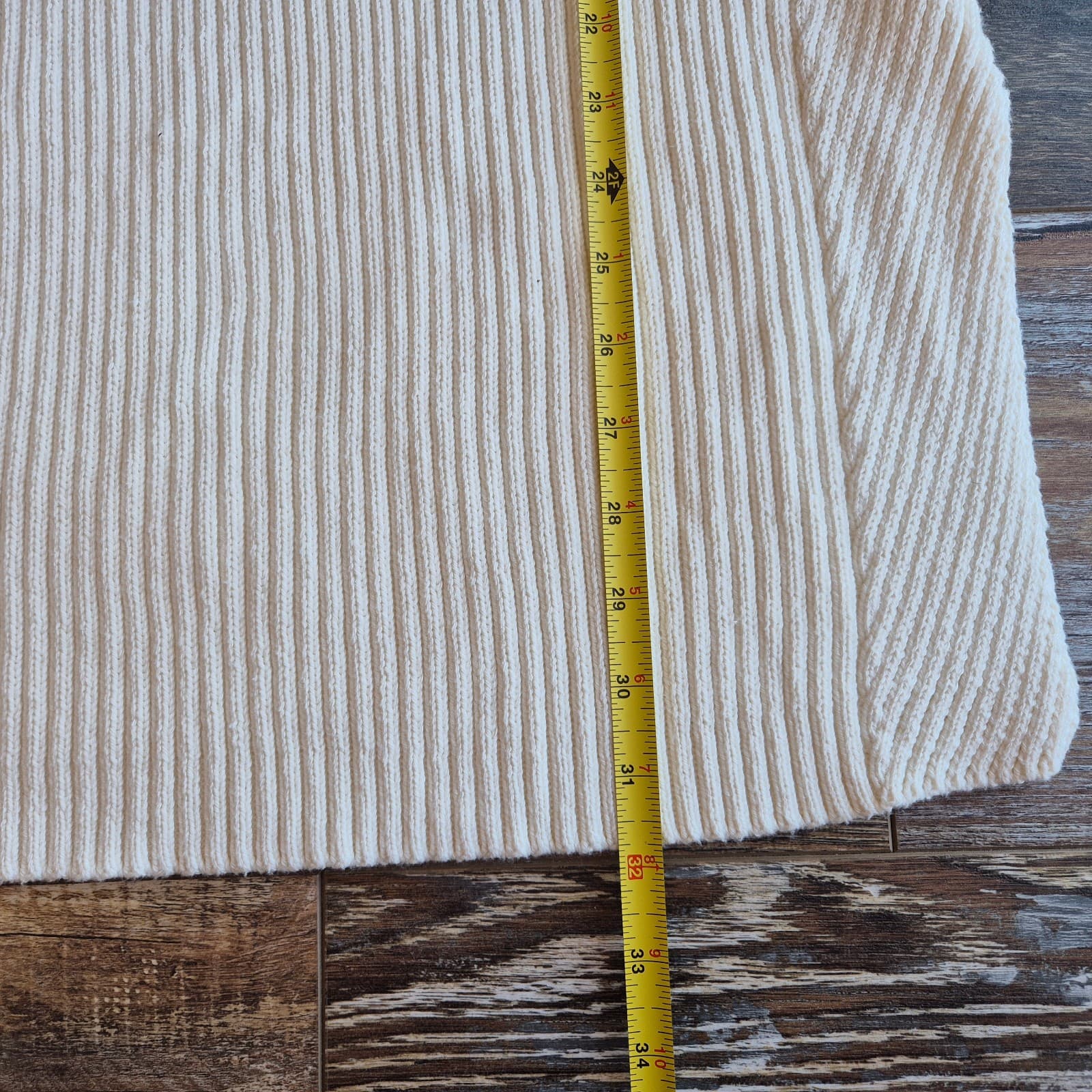 Haven Well Within Cotton Ribbed Knit Midi Pencil Skirt Side-Slit Beige Womens XL - Thumbnail 8