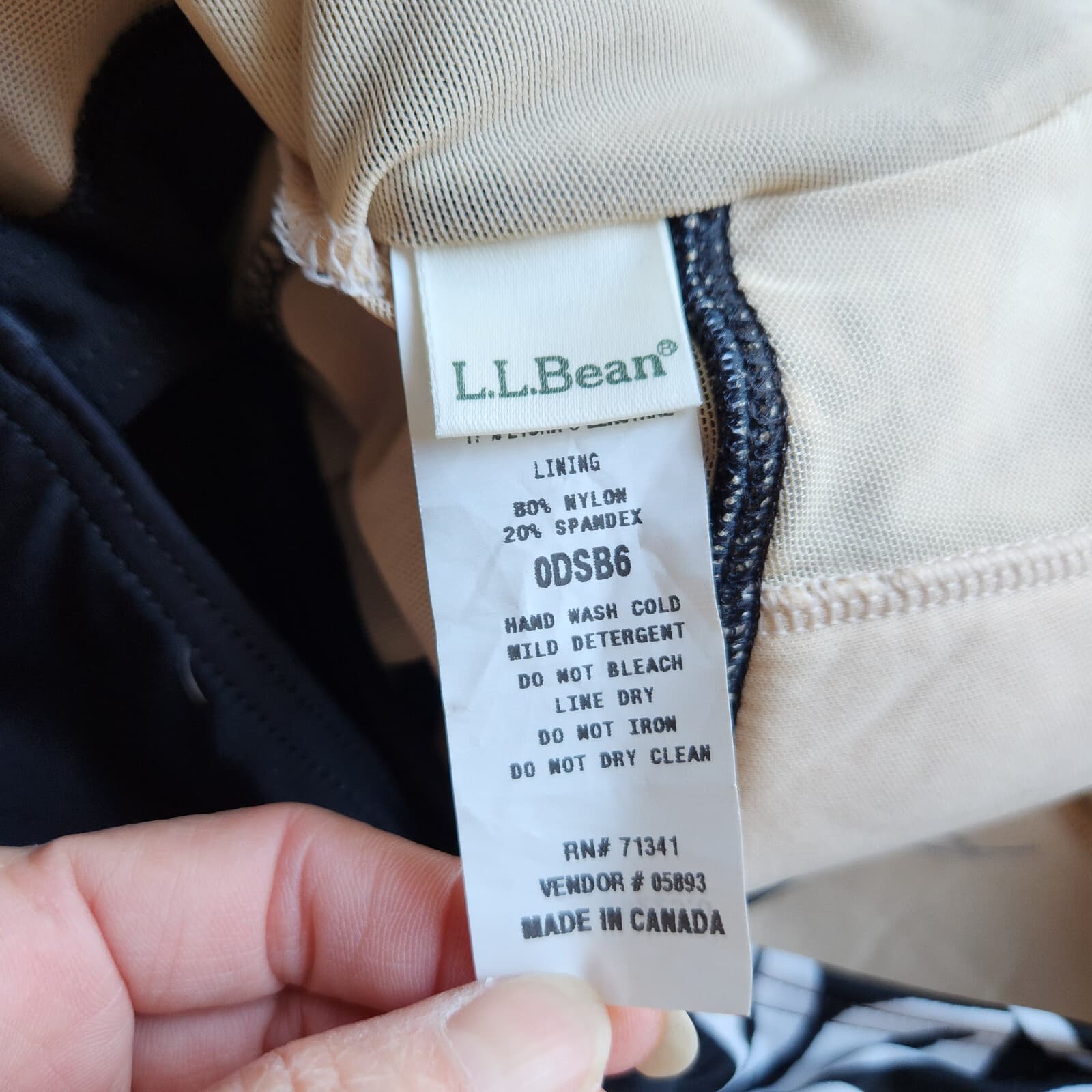 NWOT L.L. Bean Floral One-Piece Swim Dress Bra-Padded Black White Women's 12 - Thumbnail 7