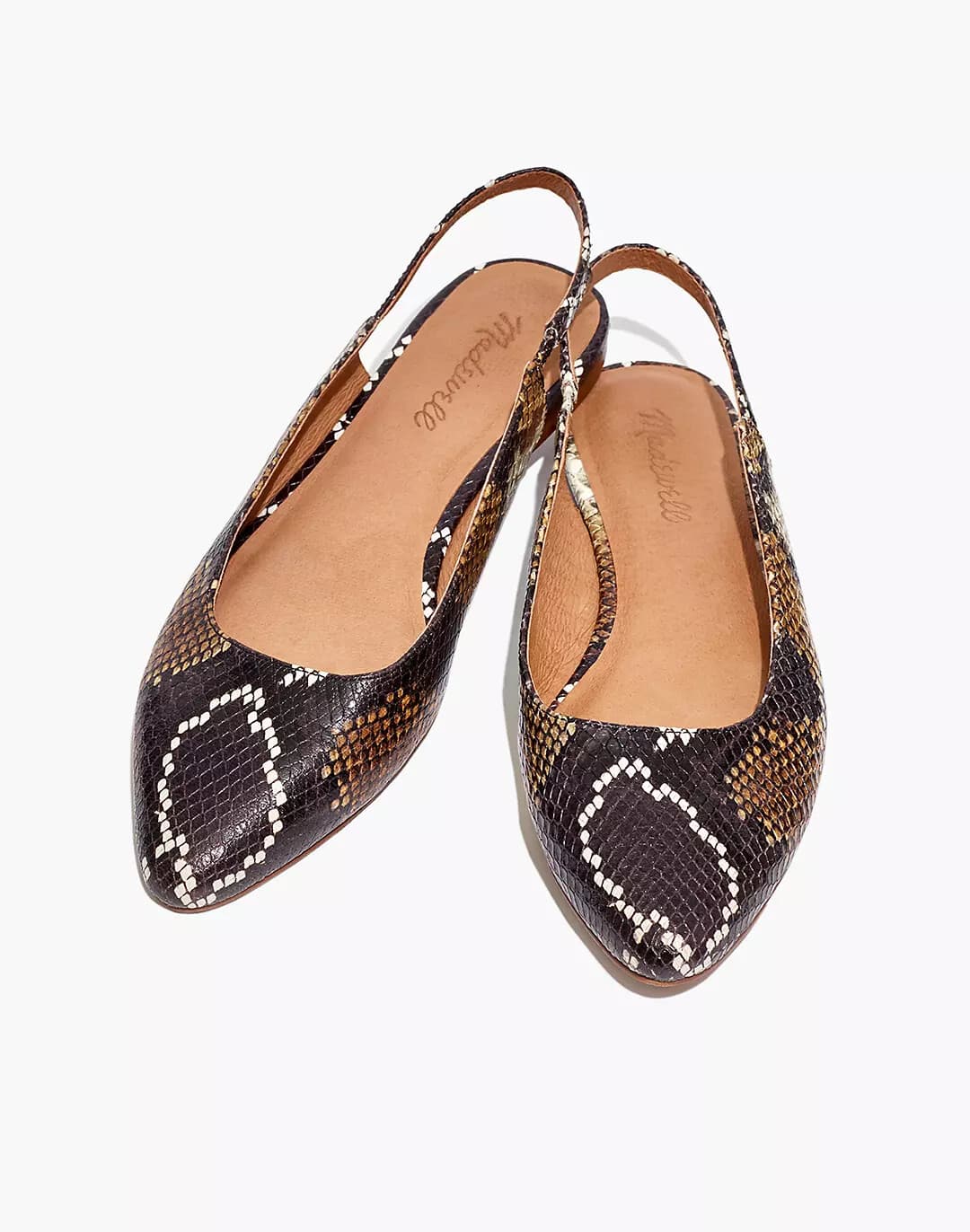 NWoB Madewell Margo Snakeskin Embossed Leather Slingback Flats Mule Black US6.5 - Thumbnail 6