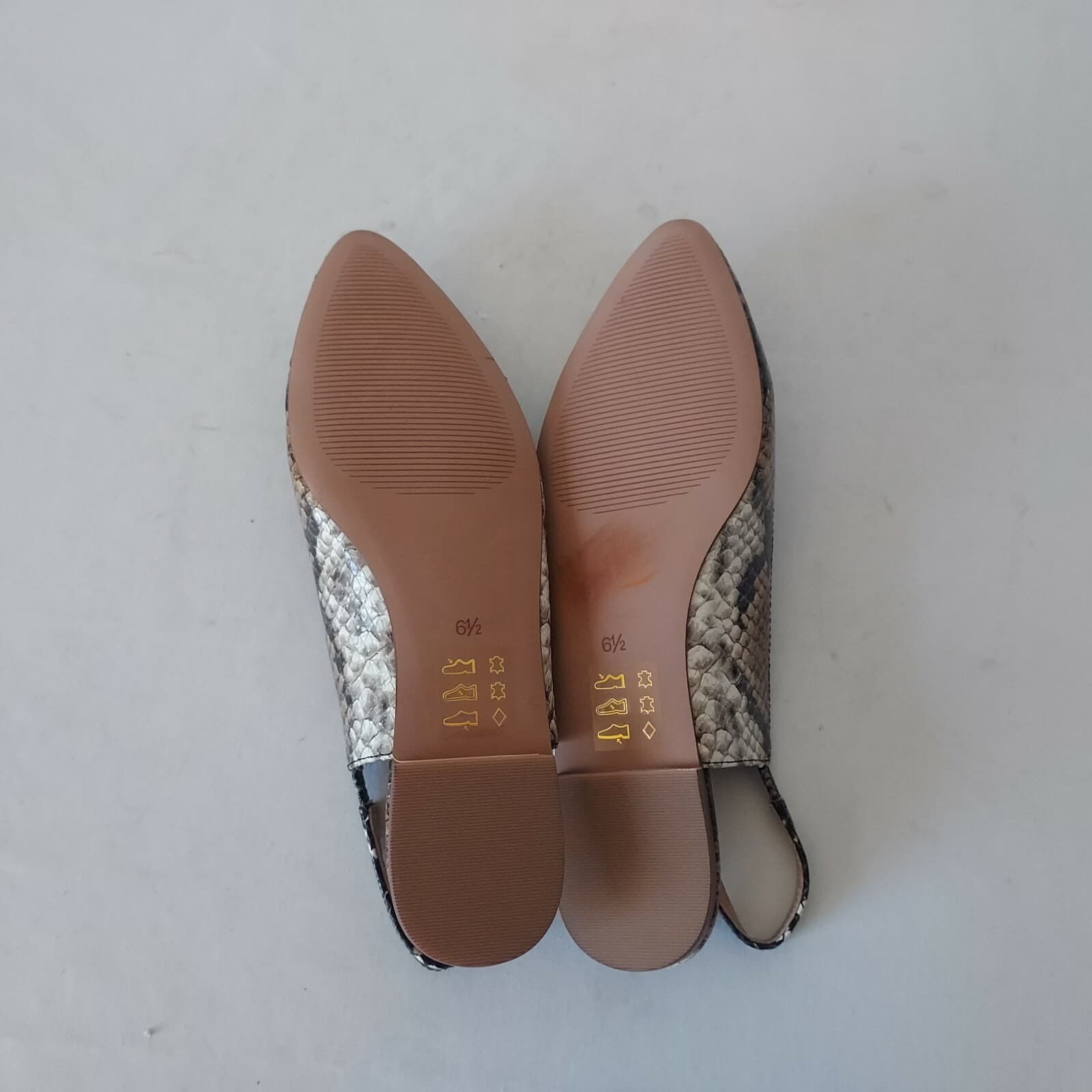 NWoB Madewell Margo Snakeskin Embossed Leather Slingback Flats Mule Black US6.5 - Thumbnail 10