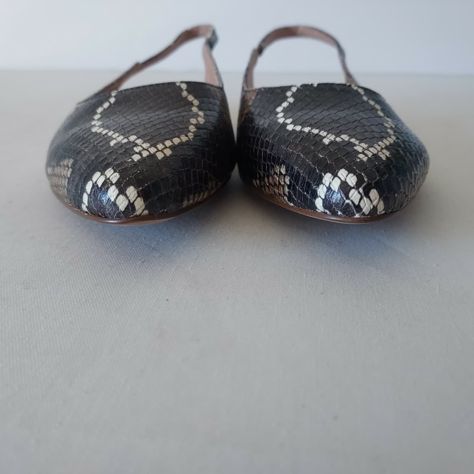 NWoB Madewell Margo Snakeskin Embossed Leather Slingback Flats Mule Black US6.5 - Thumbnail 11