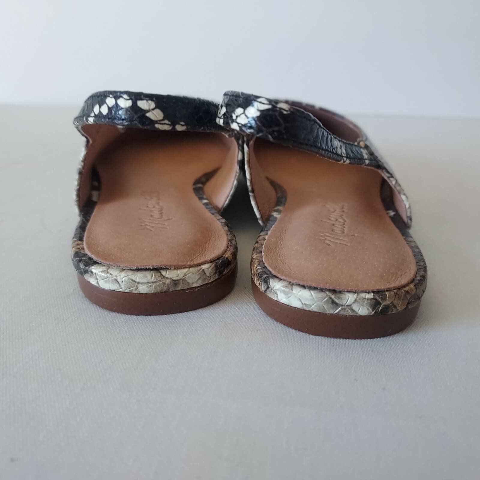 NWoB Madewell Margo Snakeskin Embossed Leather Slingback Flats Mule Black US6.5 - Thumbnail 12