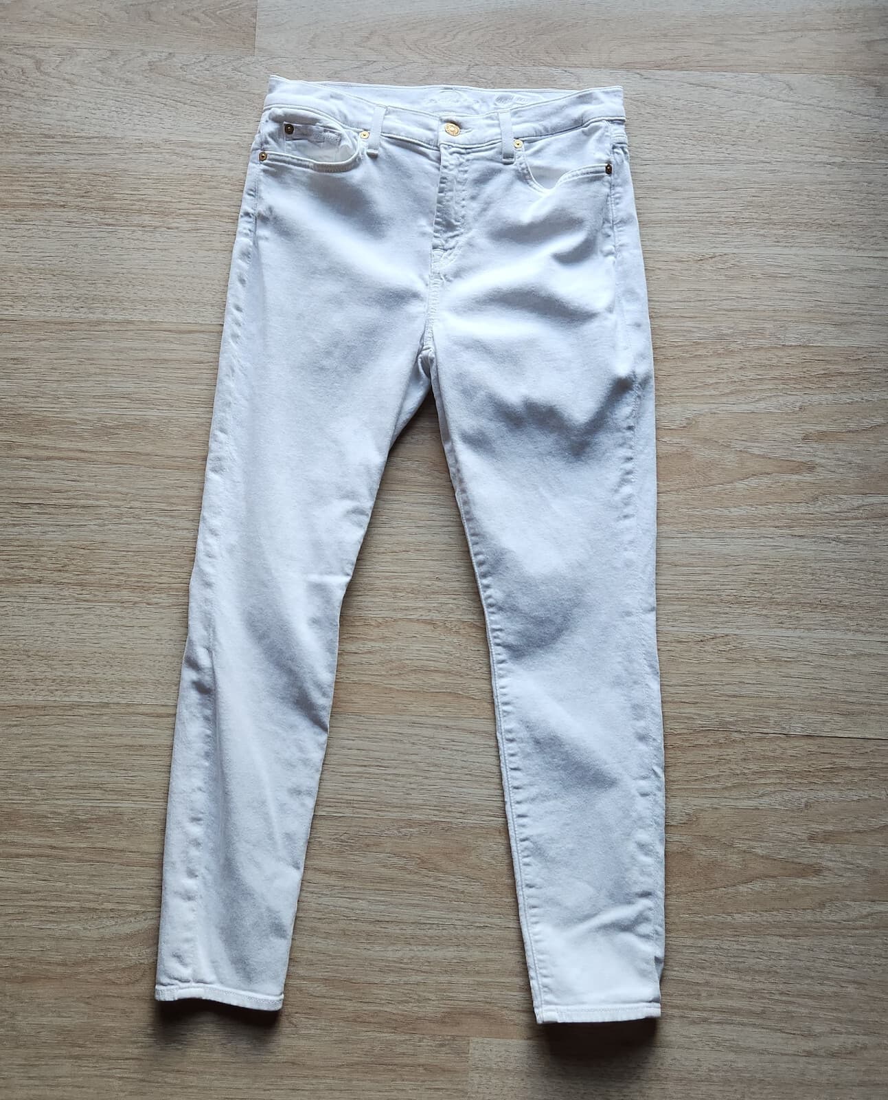 7 For All Mankind Gwenevere High Waist Ankle Skinny White Jeans Stretch Sz.30 - Thumbnail 2
