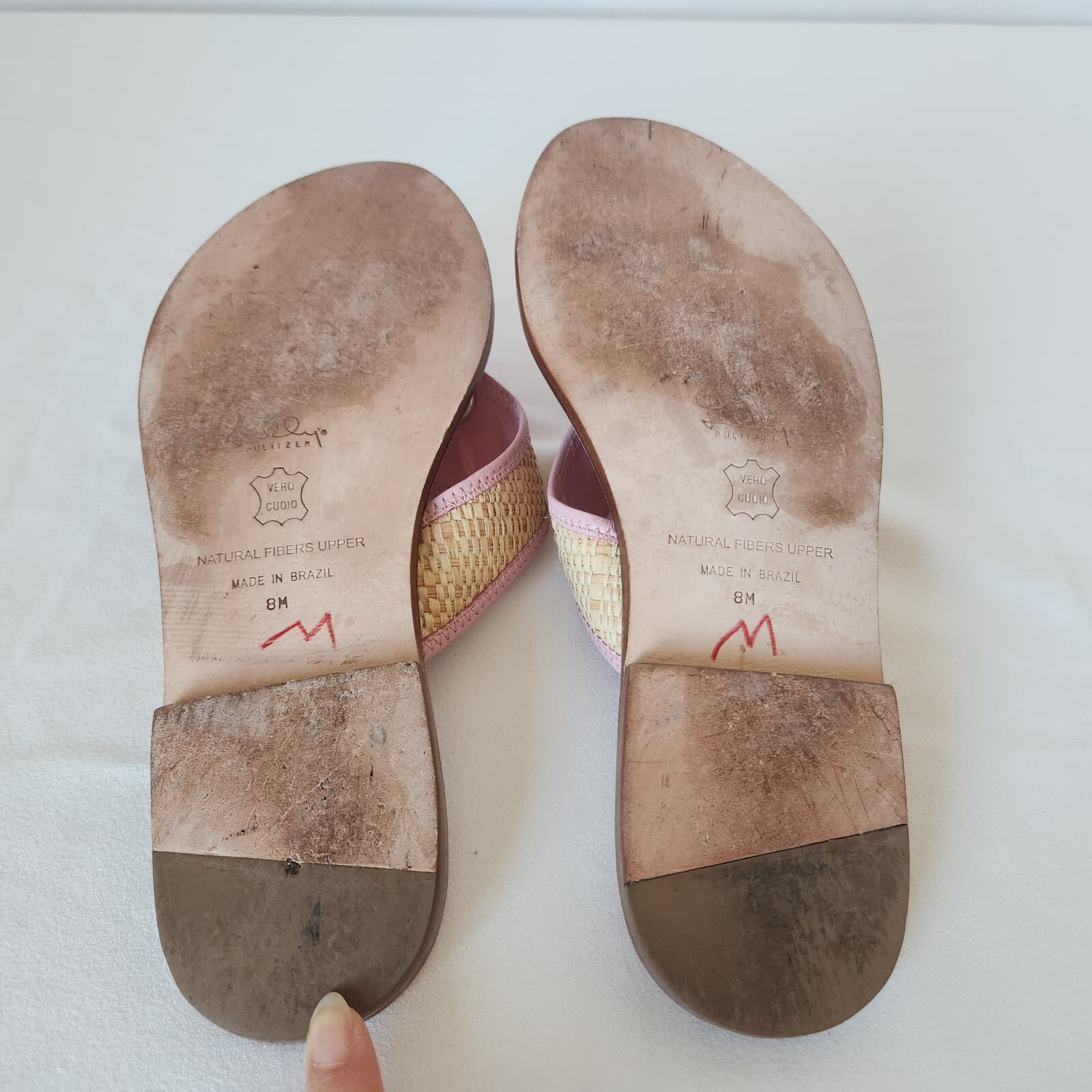 Lilly Pulitzer Benny Flat Thong Sandals Napa Raffia Pink Natural Women 8M Blazil - Thumbnail 10