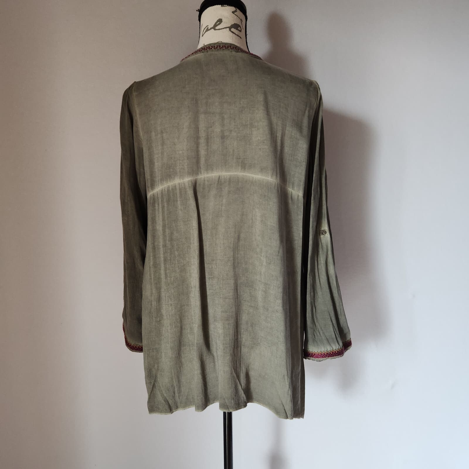 Andree by Unit Embroidered Tunic Boho Top Roll Tap Long Sleeve Dark Grey Women S - Thumbnail 6