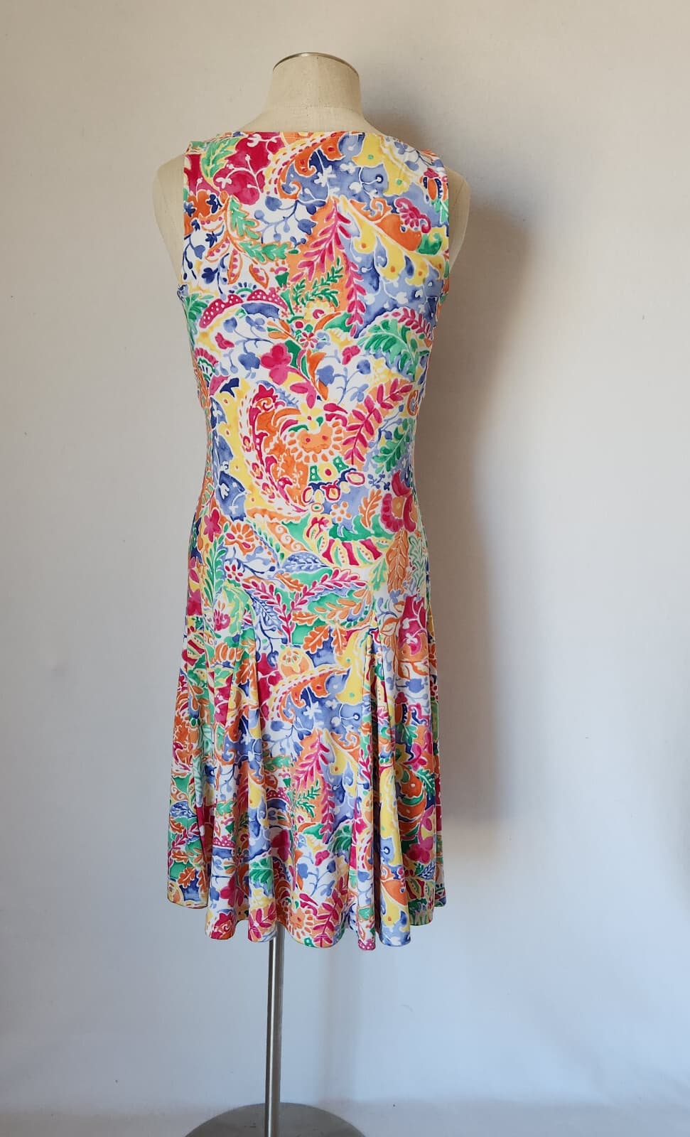 Lauren Ralph Lauren Floral Paisley Jersey Fit-Flare Tank Dress Sleeveless Sz.XS - Thumbnail 4