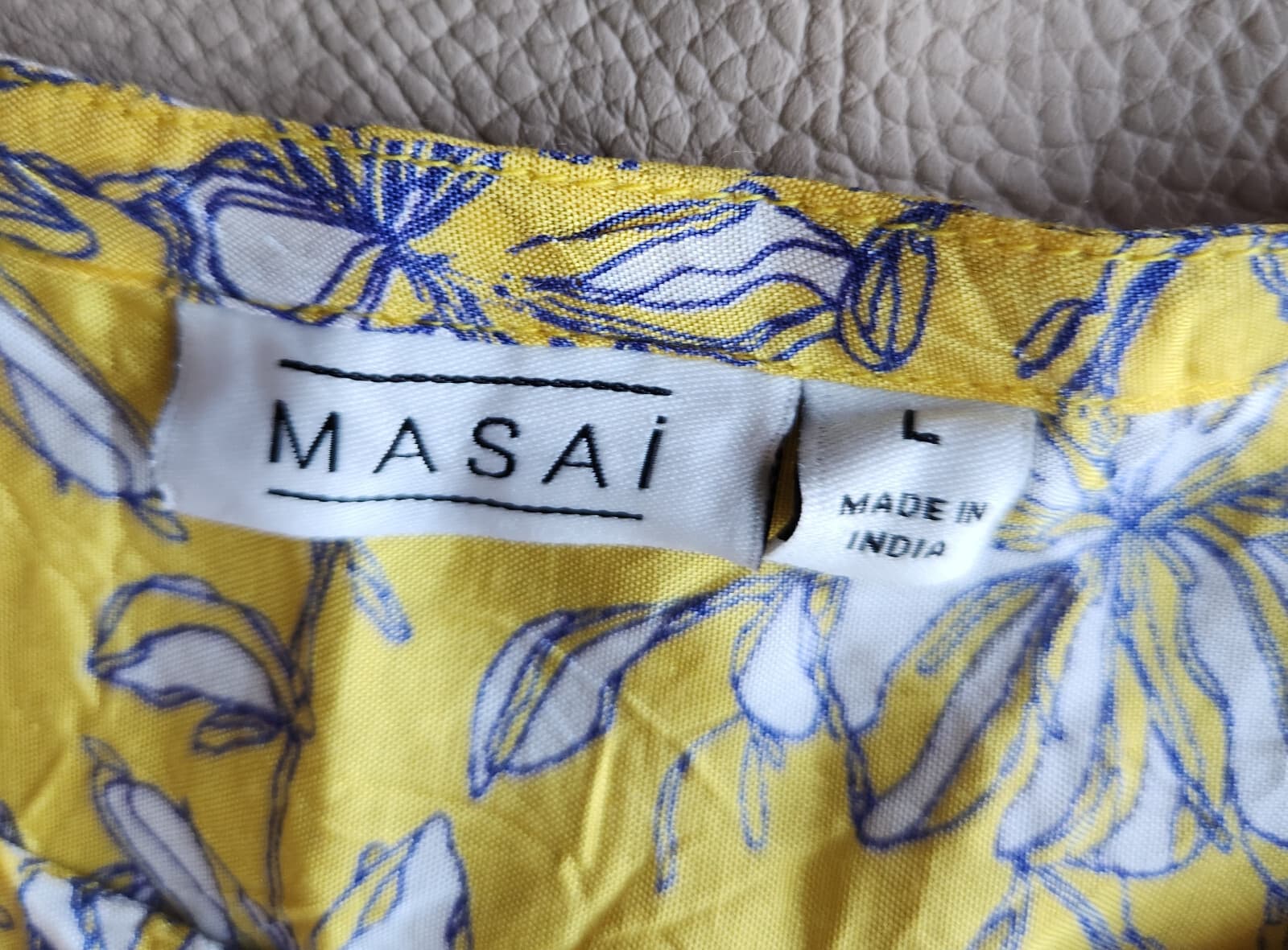 MASAI Copenhagen Floral Tunic Shift Dress Short Sleeve Pocket Yellow Blue Sz.L - Thumbnail 7