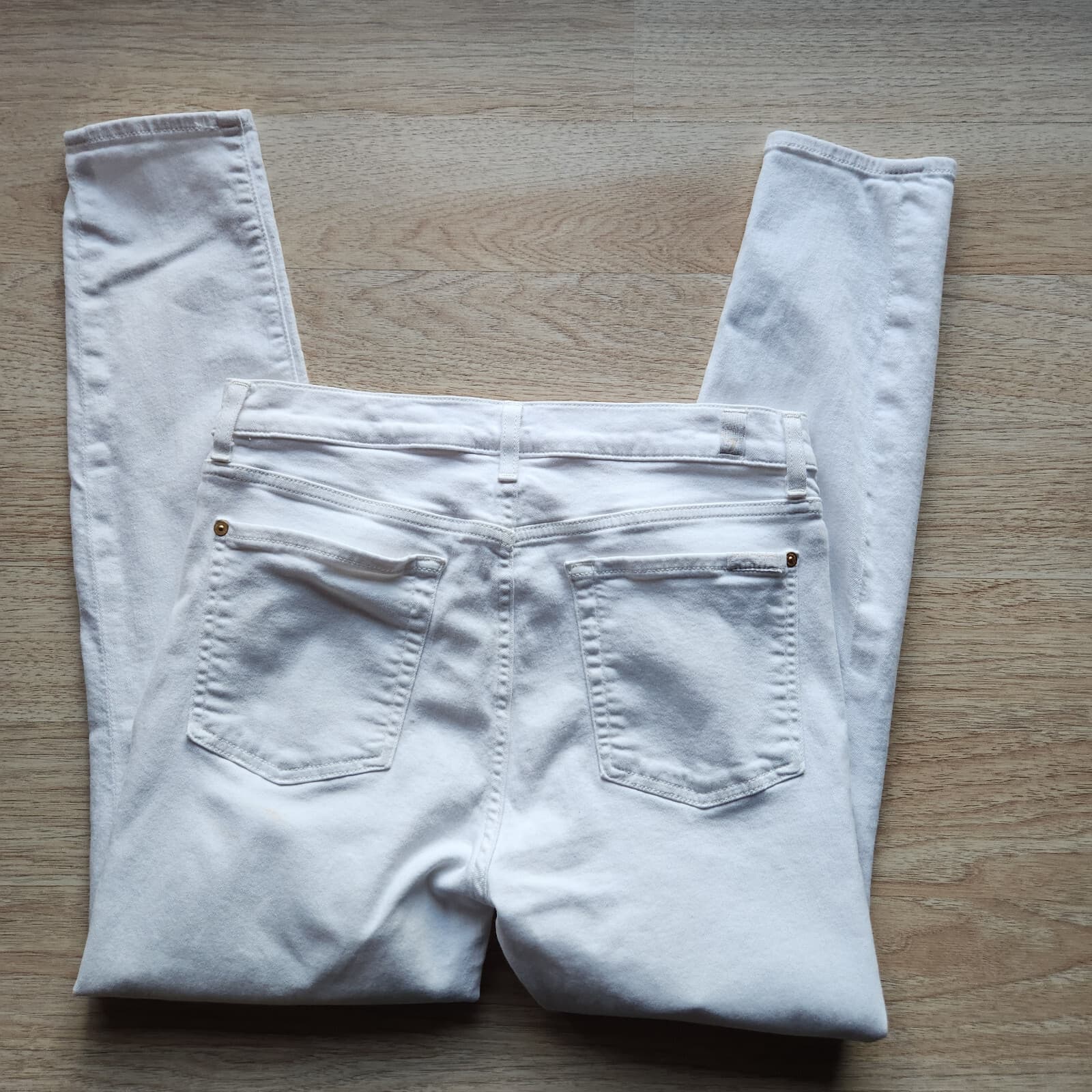 7 For All Mankind Gwenevere High Waist Ankle Skinny White Jeans Stretch Sz.30 - Thumbnail 6