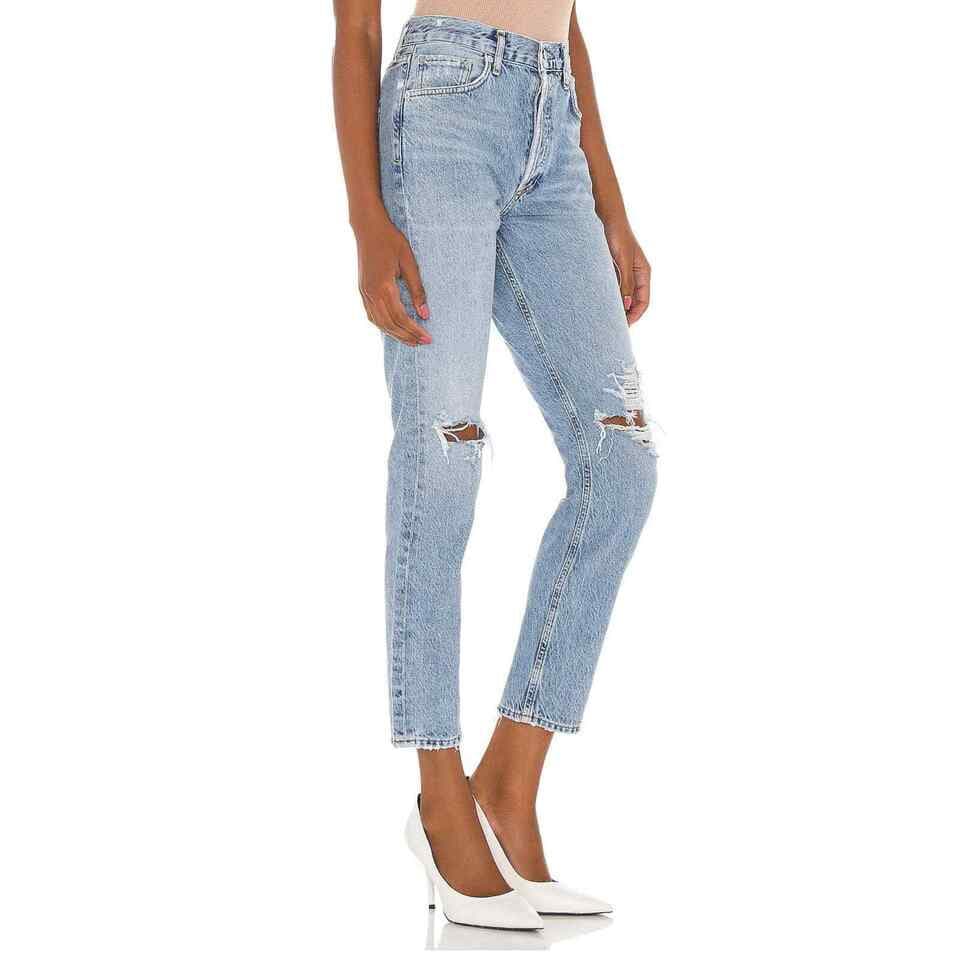 Agolde Jaime High Rise Distressed Jeans Button-Fly Organic Cotton Blue Sz.26 - Thumbnail 3