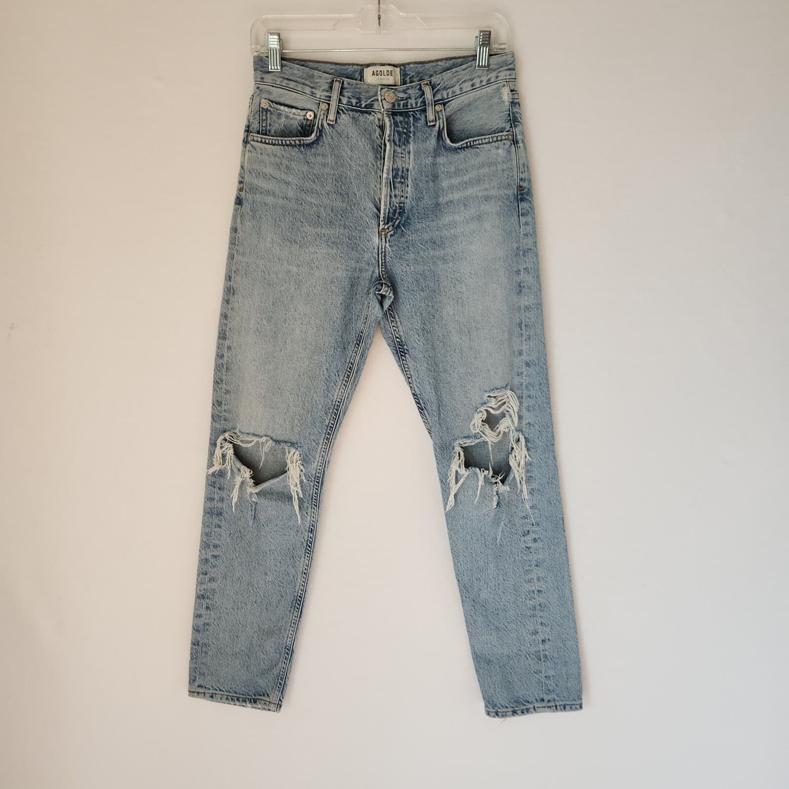 Agolde Jaime High Rise Distressed Jeans Button-Fly Organic Cotton Blue Sz.26 - Thumbnail 2
