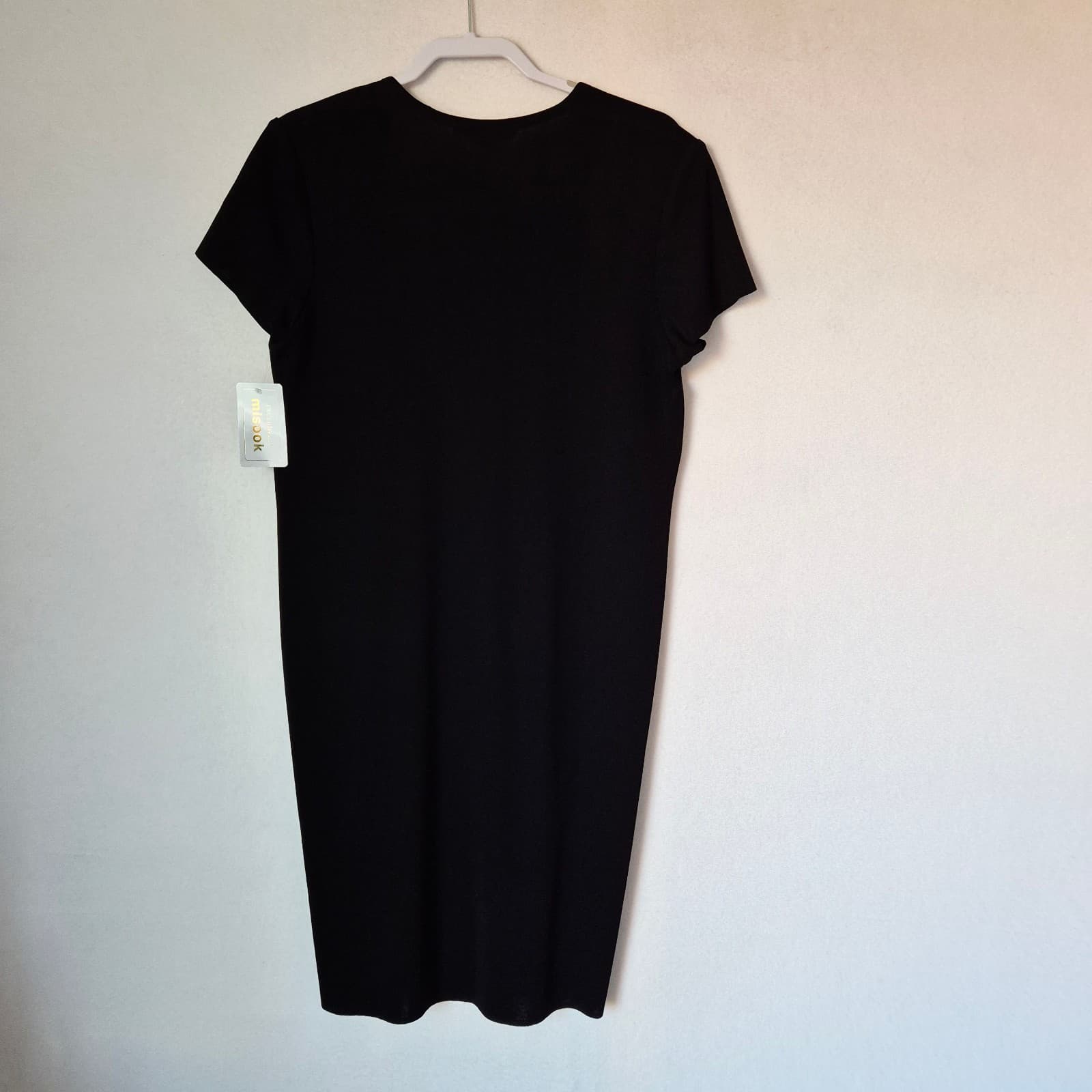 NWT Exclusively Misook Size L Empire Waist Square Neck Dress Cap Sleeve Black - Thumbnail 6