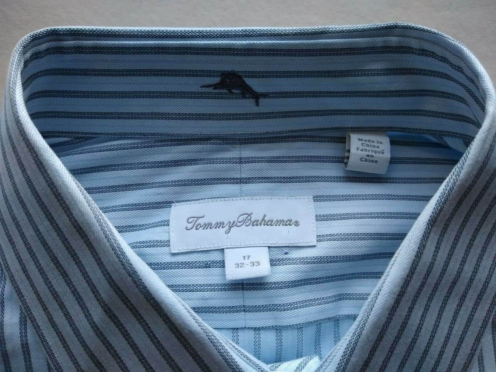 Tommy Bahama Cotton Dress Shirt Button-down Long Sleeves White Strip 17 (32-33) - Thumbnail 6