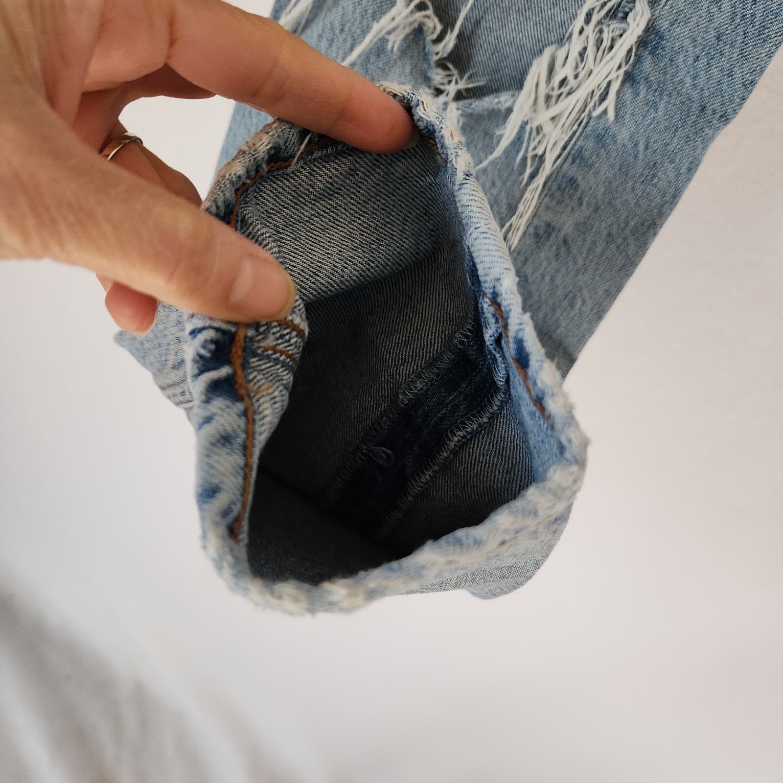 Agolde Jaime High Rise Distressed Jeans Button-Fly Organic Cotton Blue Sz.26 - Thumbnail 5