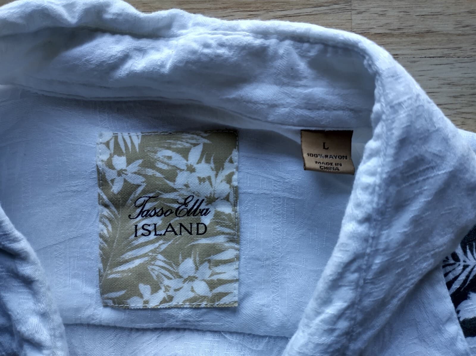 Tasso Elba Island Men Resort Hawaii Shirt Rayon Short Sleeve Floral White Sz.L - Thumbnail 5