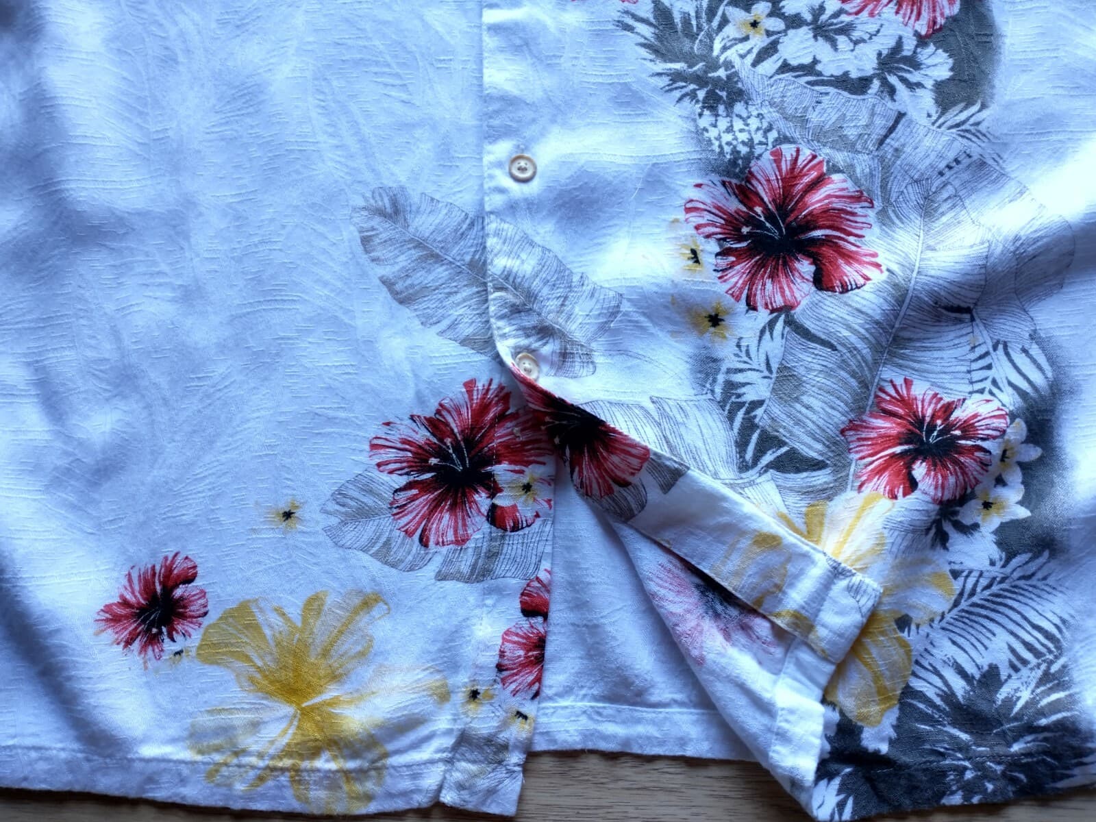 Tasso Elba Island Men Resort Hawaii Shirt Rayon Short Sleeve Floral White Sz.L - Thumbnail 4