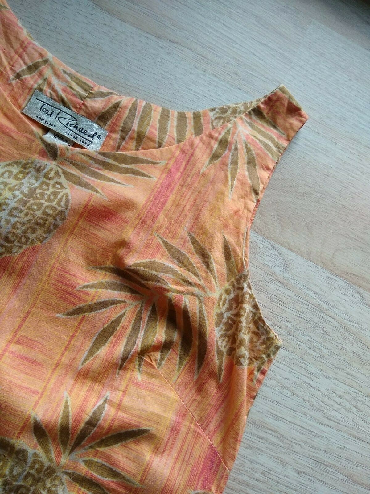 Tori Richard Honolulu Hawaii Cotton Shift Dress Sleeveless Pineapple Print Sz.4 - Thumbnail 5
