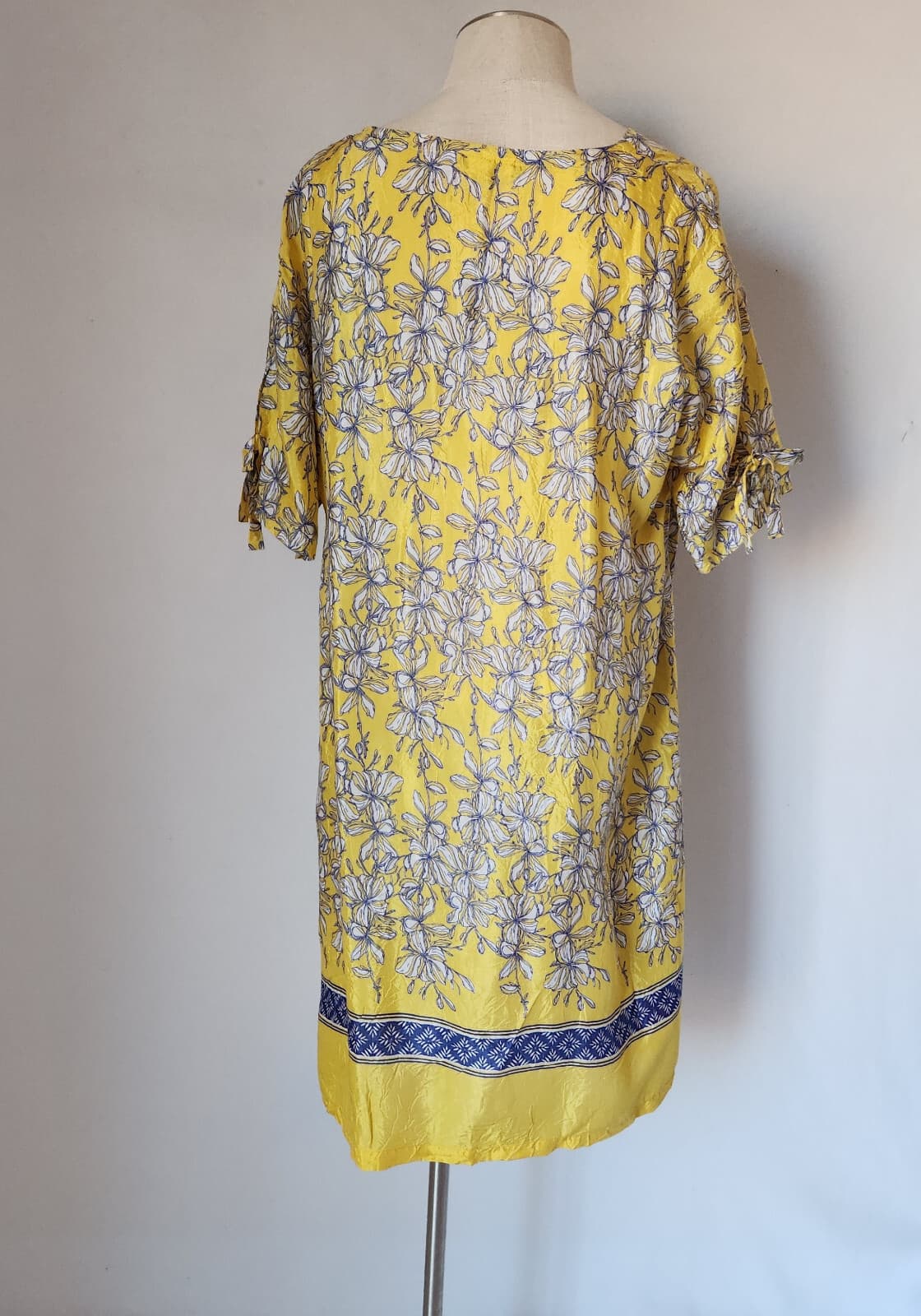 MASAI Copenhagen Floral Tunic Shift Dress Short Sleeve Pocket Yellow Blue Sz.L - Thumbnail 4