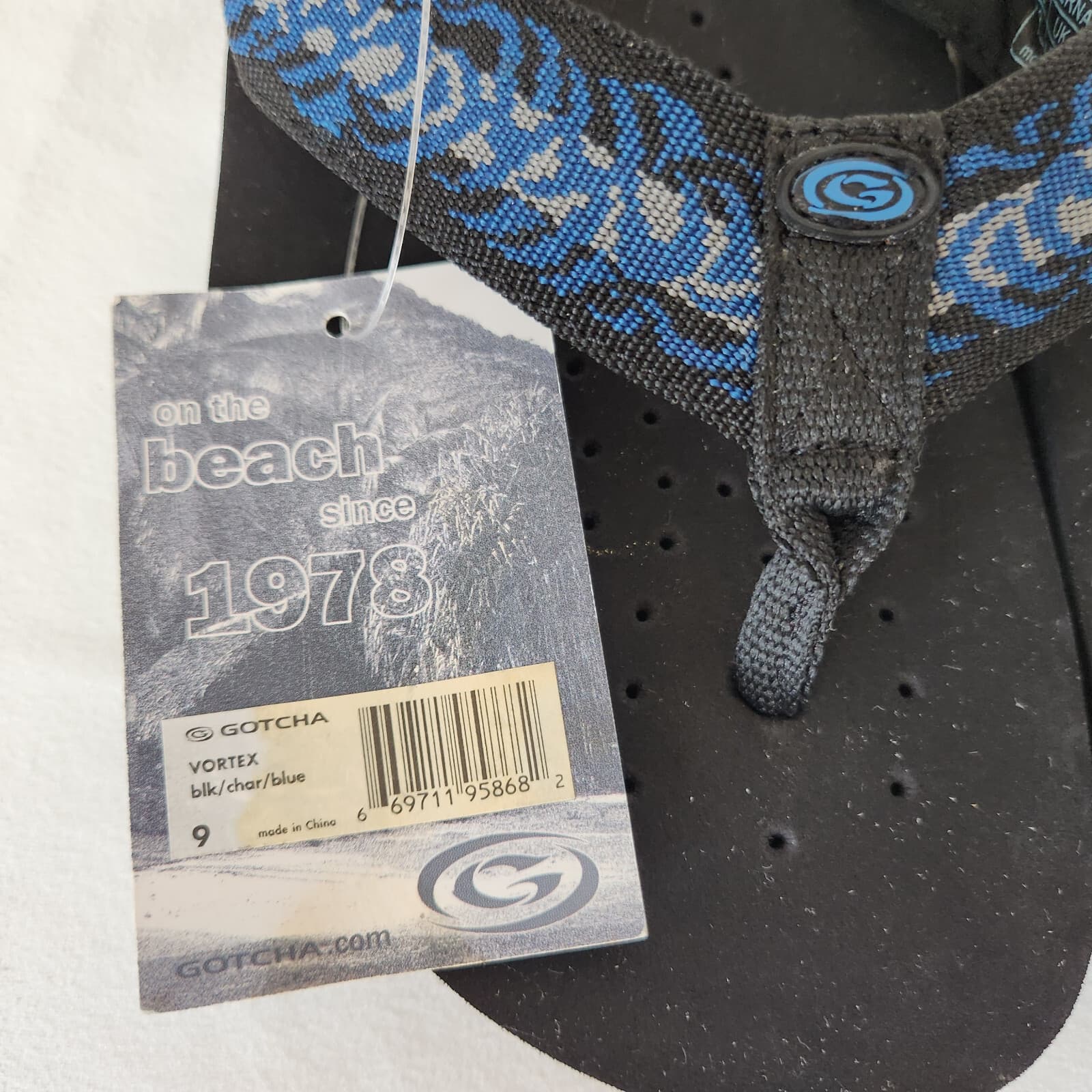 NWoB GOTCHA Vortex Beach Flip Flops Thong Sandals Cushion Foam Black Blue Mens 9 - Thumbnail 9