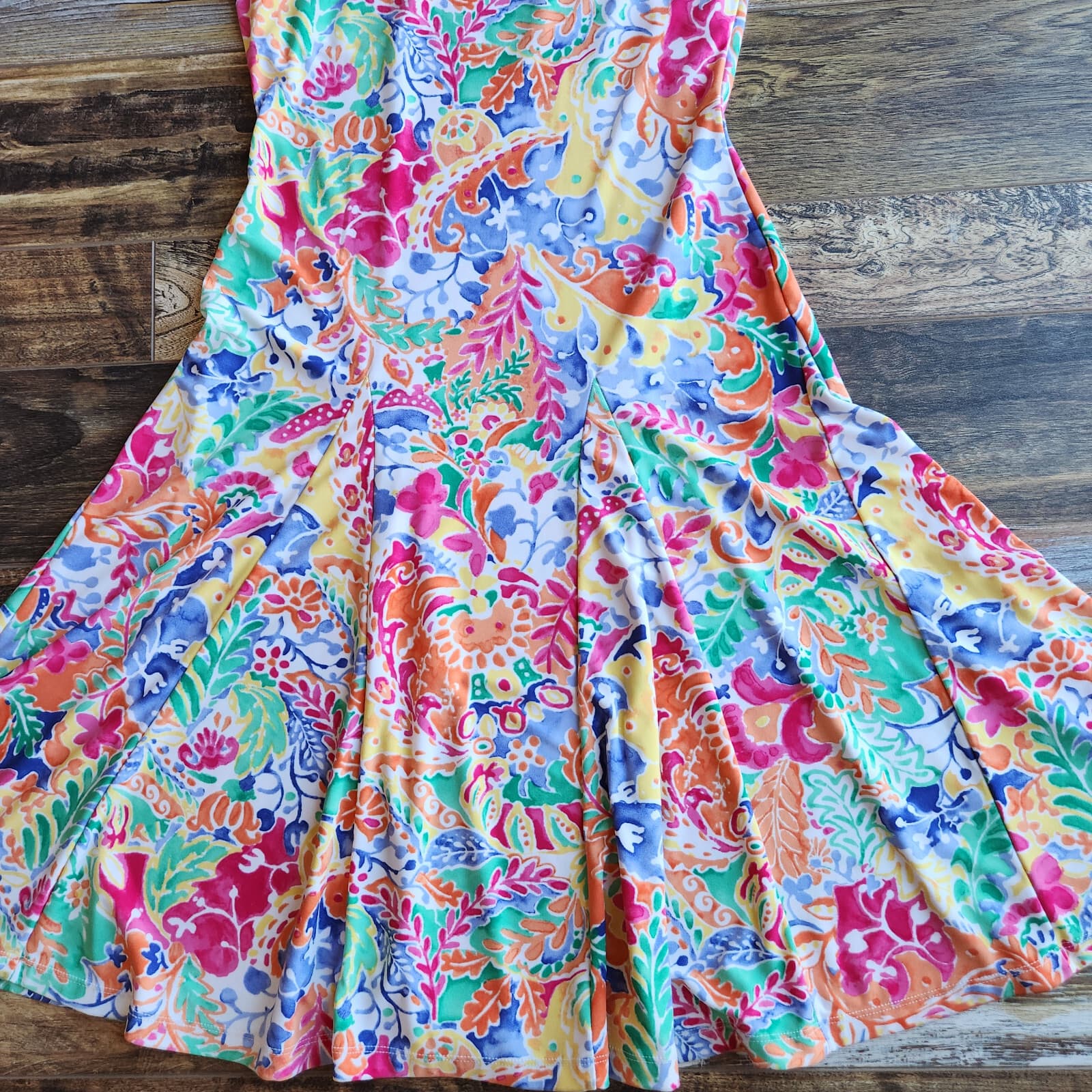Lauren Ralph Lauren Floral Paisley Jersey Fit-Flare Tank Dress Sleeveless Sz.XS - Thumbnail 6