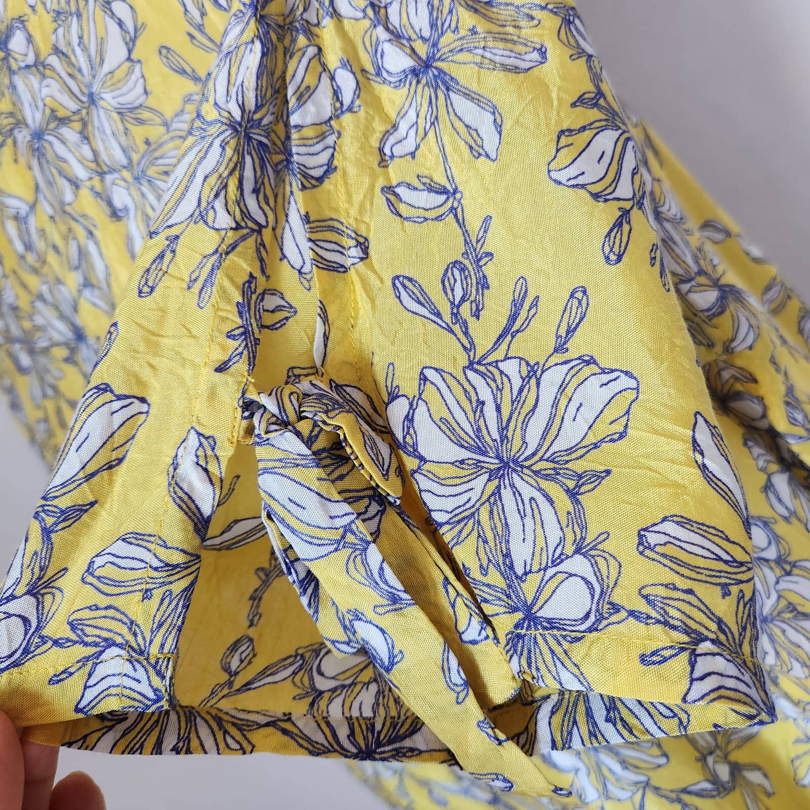 MASAI Copenhagen Floral Tunic Shift Dress Short Sleeve Pocket Yellow Blue Sz.L - Thumbnail 3