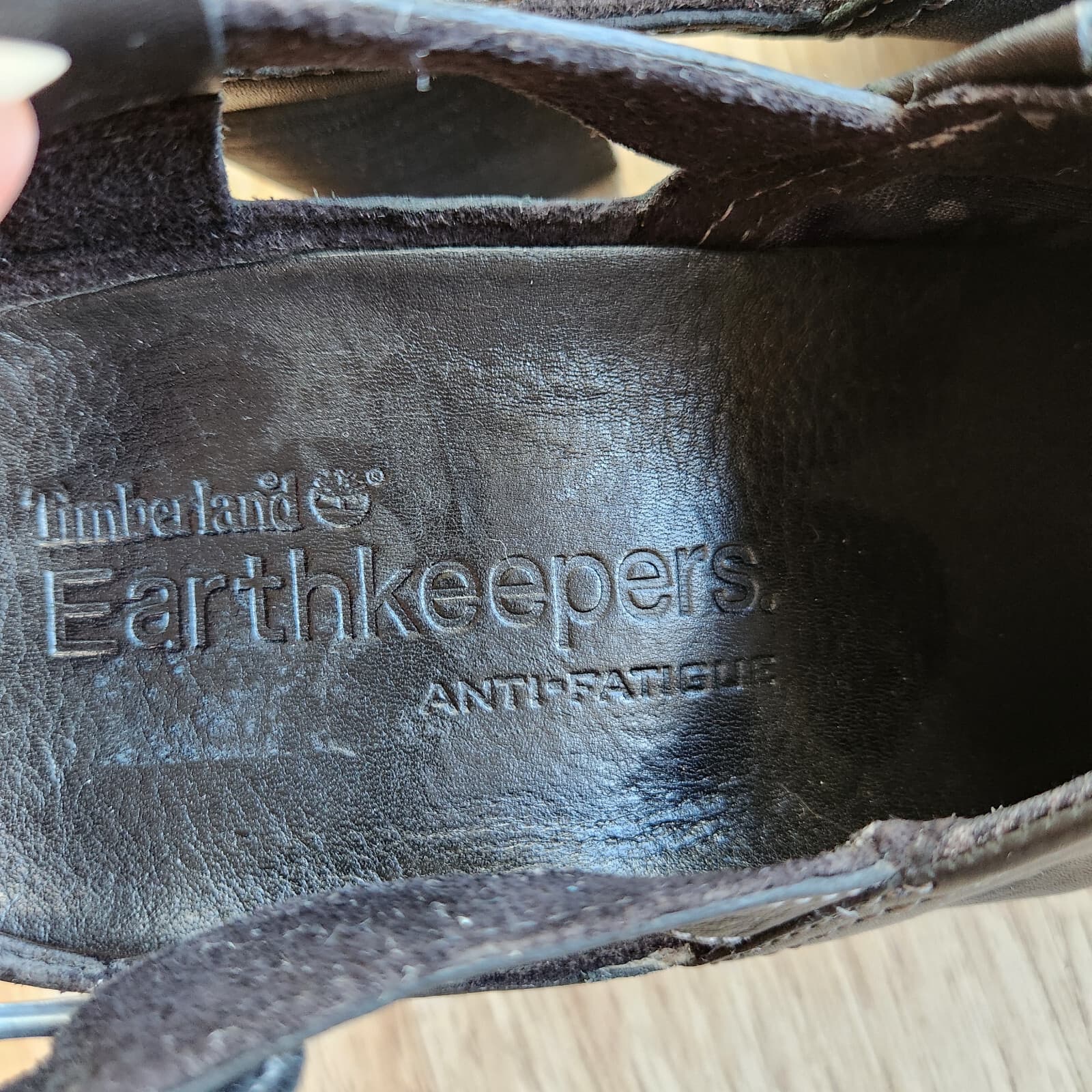 Timberland Earthkeeper Slingback Mule Wooden Block Heel Buckle Black Leather 10 - Thumbnail 12