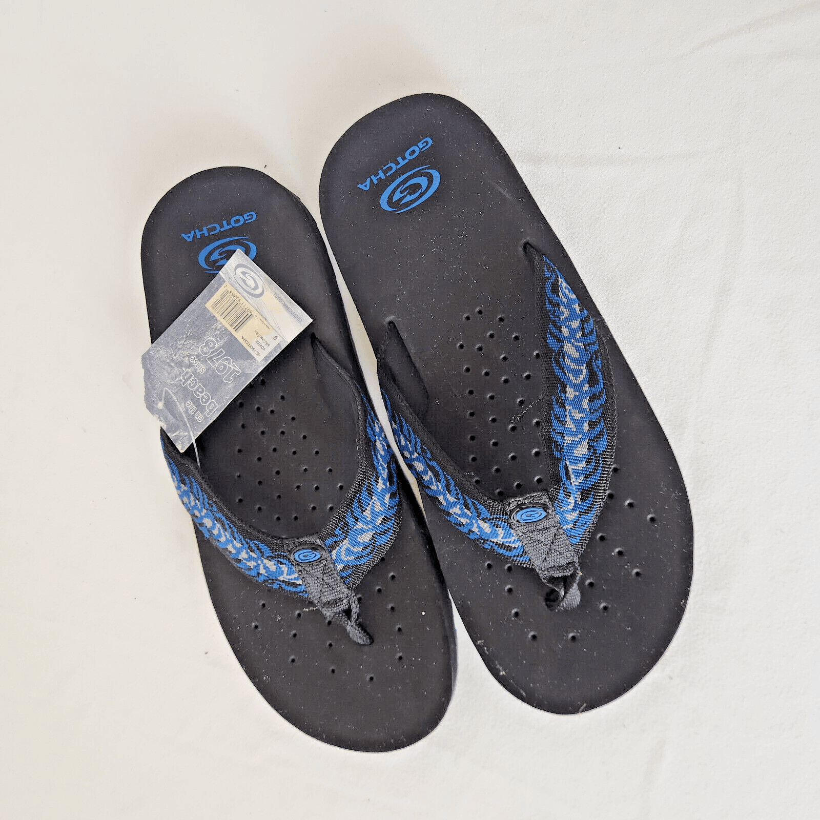 NWoB GOTCHA Vortex Beach Flip Flops Thong Sandals Cushion Foam Black Blue Mens 9 - Thumbnail 2