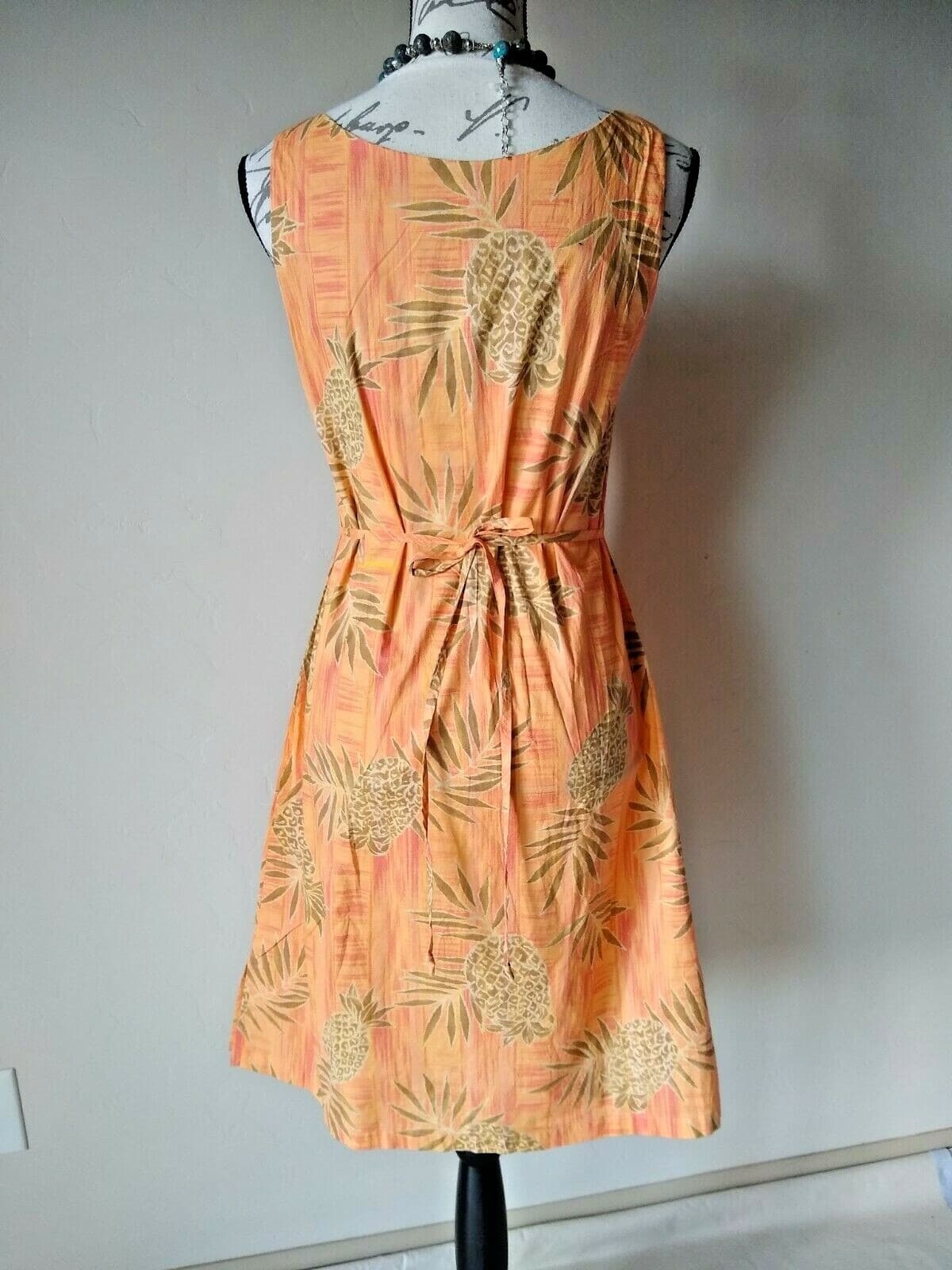 Tori Richard Honolulu Hawaii Cotton Shift Dress Sleeveless Pineapple Print Sz.4 - Thumbnail 4
