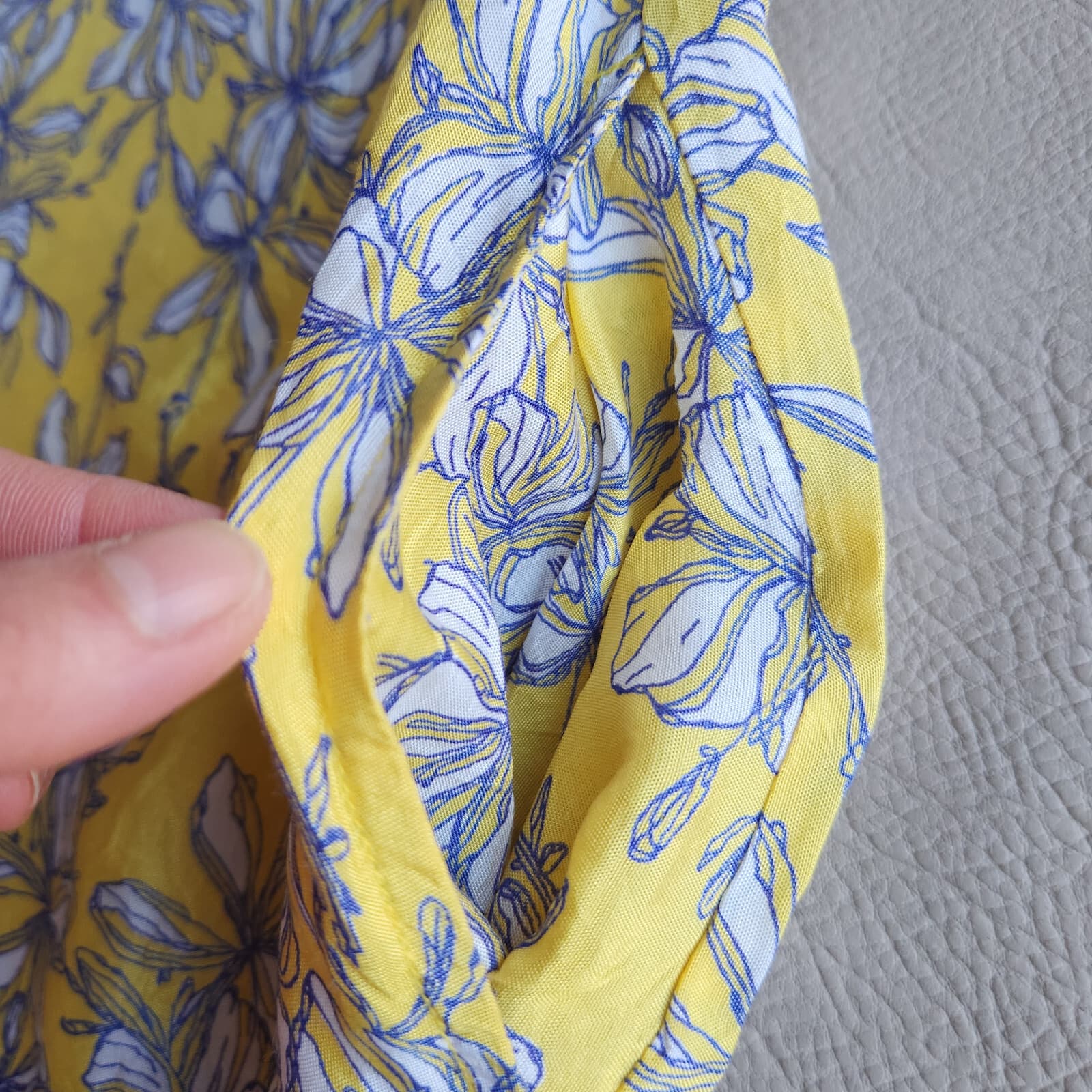 MASAI Copenhagen Floral Tunic Shift Dress Short Sleeve Pocket Yellow Blue Sz.L - Thumbnail 6
